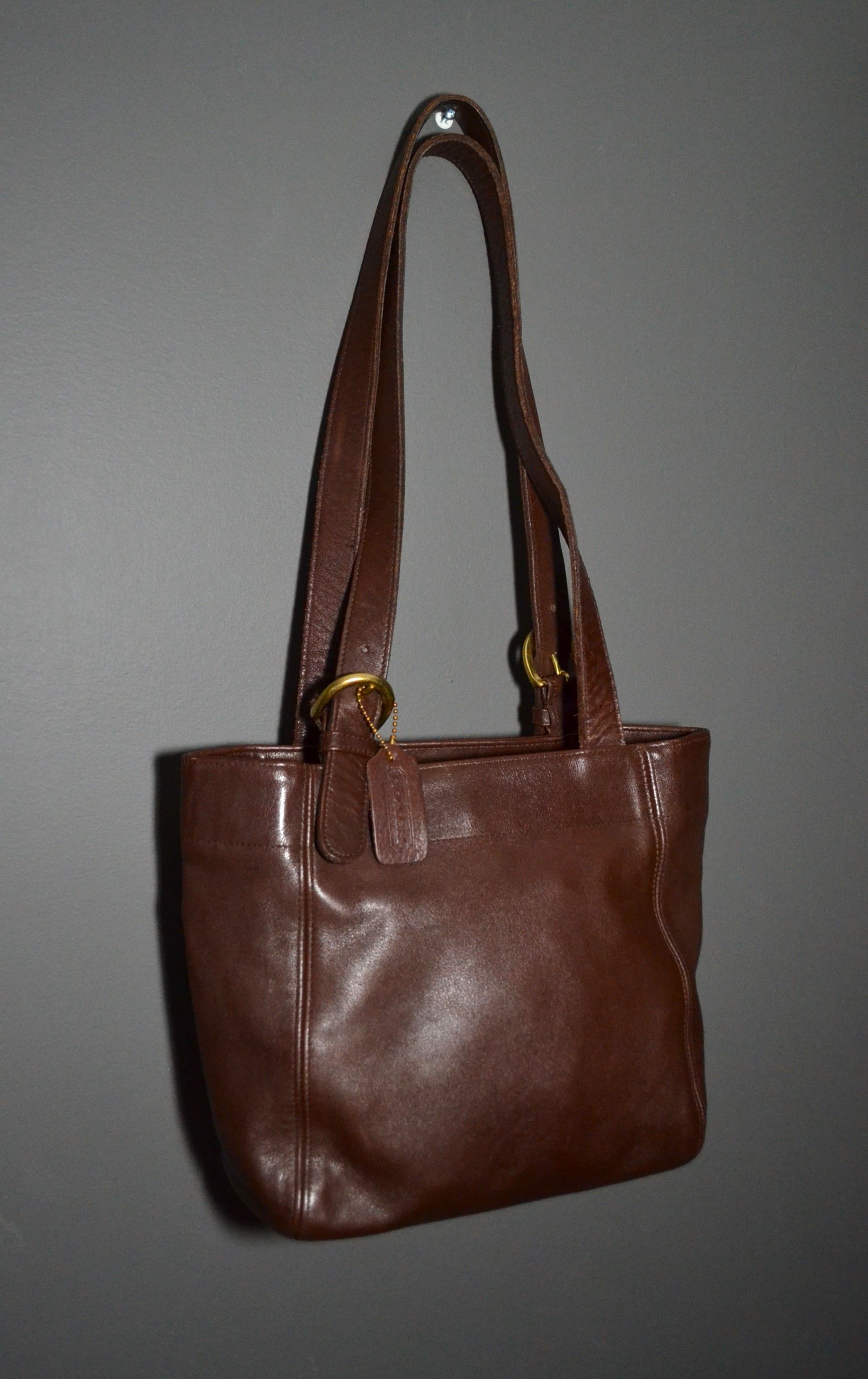 Coach × Vintage Coach Vintage Leather Tote Bag Dark Brown With Tag