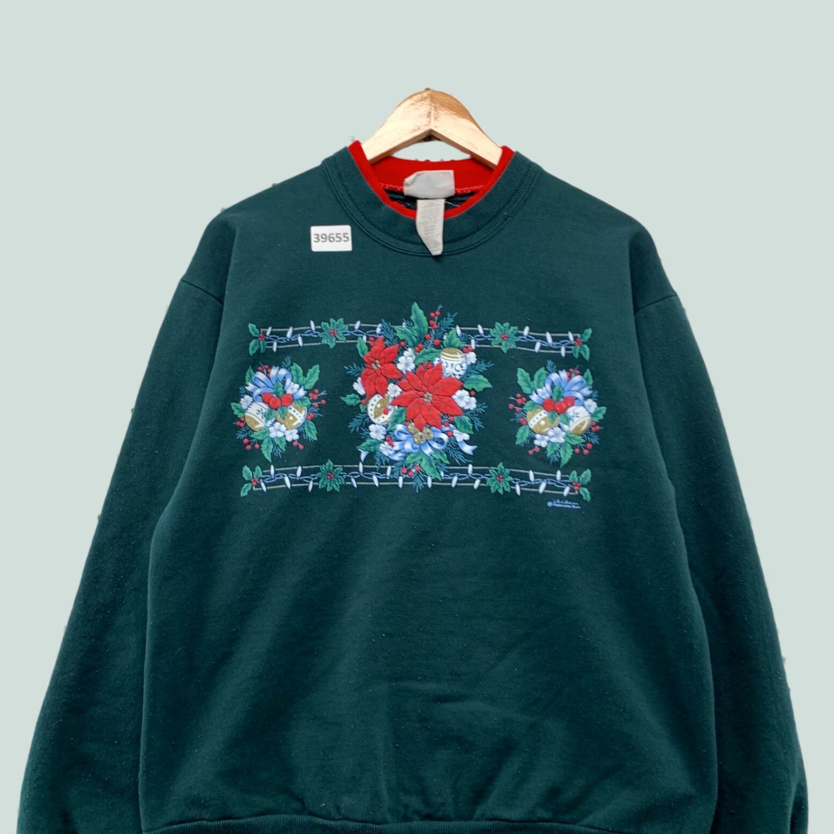 Vintage VINTAGE Morning Sun Sweatshirt Women Medium Green Red Flower Crewneck Floral Size M / US 6-8 / IT 42-44 - 1 Thumbnail