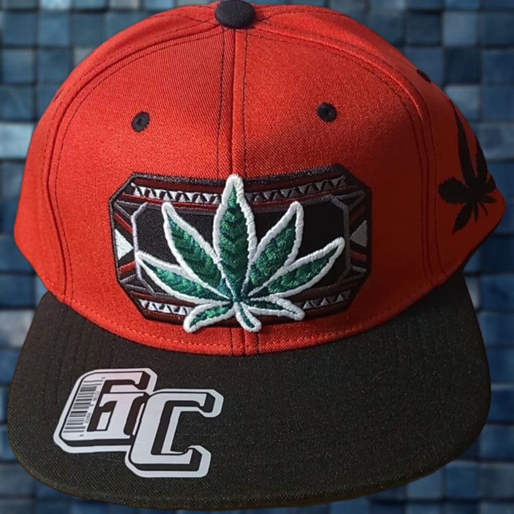 Vintage MARIJUANA LEAF WEED CANNABIS SNAPBACK BASEBALL CAP RED AND BLACK Size ONE SIZE - 1 Thumbnail
