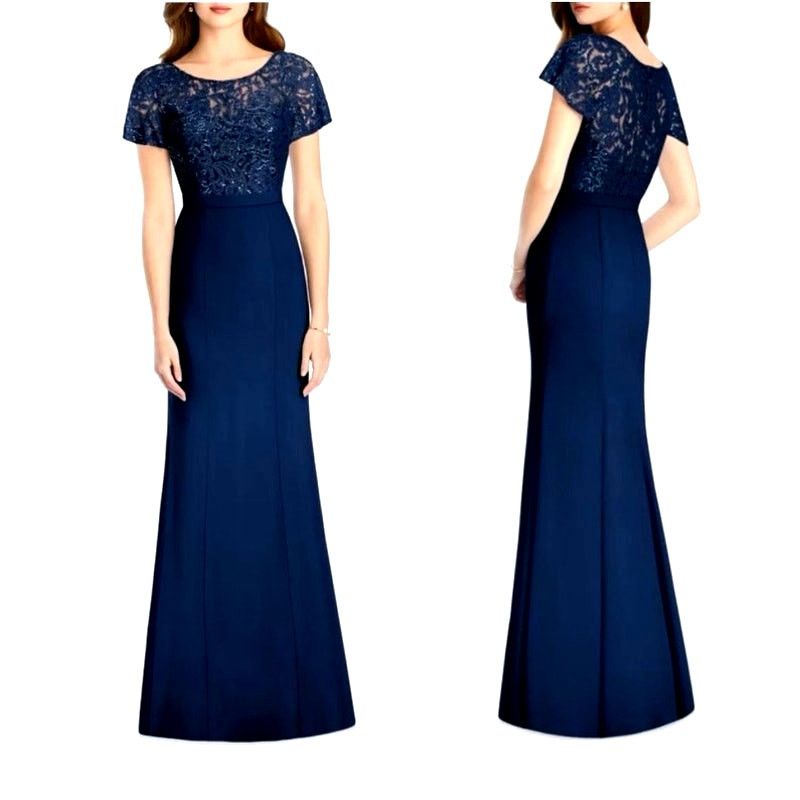 Jenny Packham Jenny Packham Victorian Sequin Lace Trumpet Gown Midnight 14 Size XL / US 12-14 / IT 48-50 - 2 Thumbnail