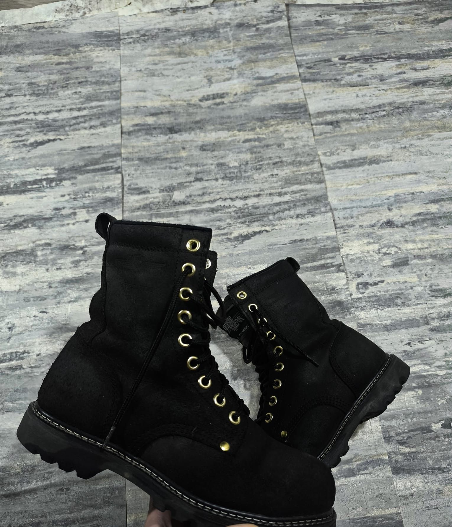 Leather vtg combat real leather boots opium chunky steel cap Size US 10 / IT 40 - 9 Thumbnail