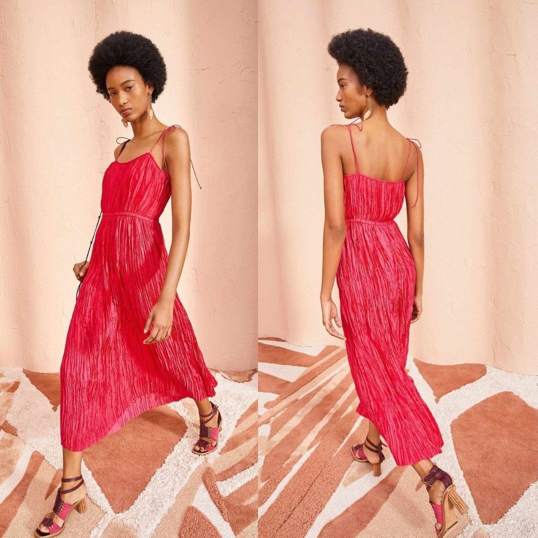 Ulla Johnson Ulla Johnson | Orla Dress Orchid Pink Crinkle Pleated Midi 8 Size M / US 6-8 / IT 42-44 - 2 Thumbnail