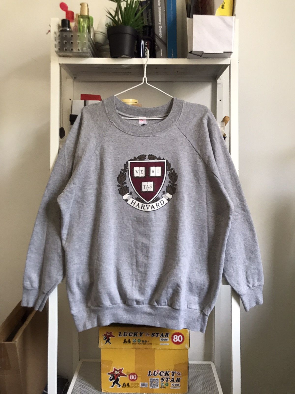 Vintage STEAL🔥 VINTAGE HARVARD Boxy Sweatshirt 🔥 Size XL / US 12-14 / IT 48-50 - 2 Thumbnail