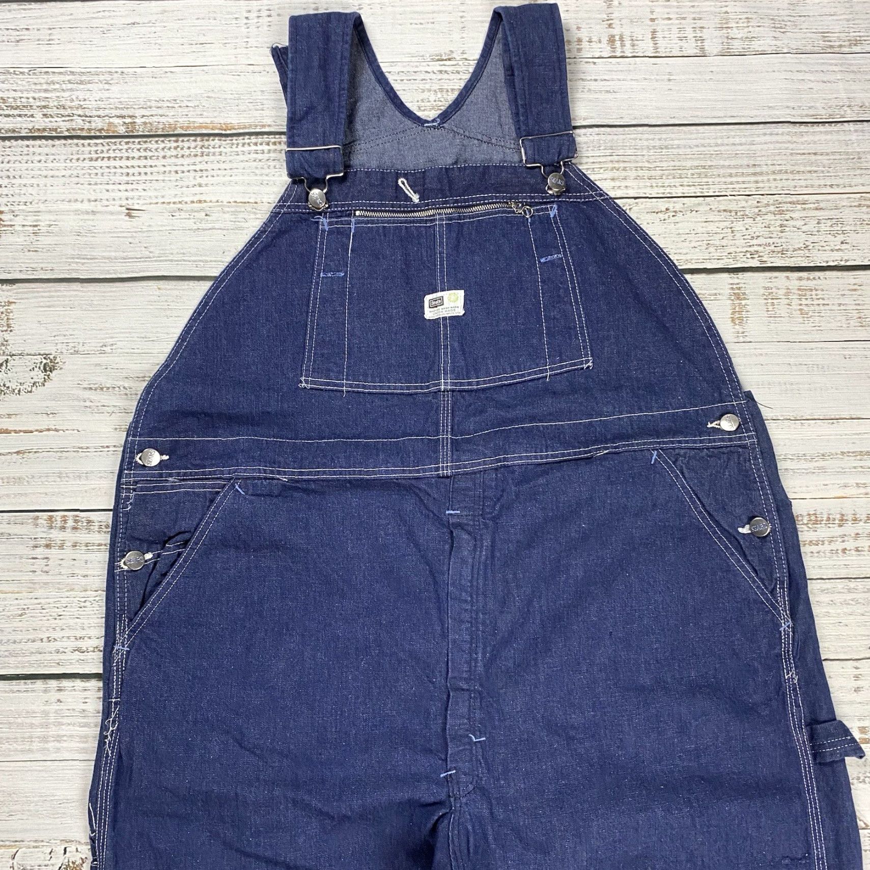 Sears VINTAGE SEARS USA OVERALLS XL BLUE DARK WASH DENIM ZIP POCKET 60S 70S Mens Size US 36 / EU 52 - 2 Thumbnail