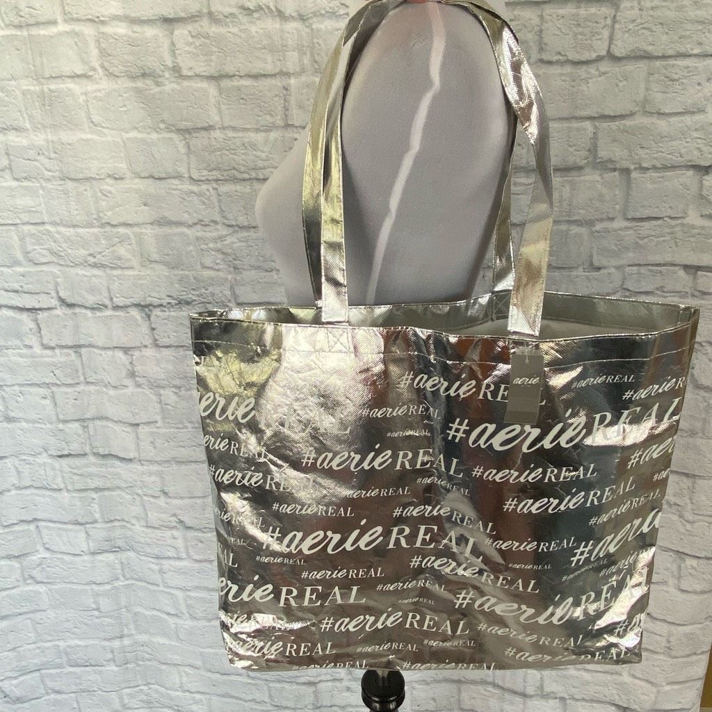 Other Aerie XL tote bag with double handles silver & white 19.5”x1 Size ONE SIZE - 1 Thumbnail