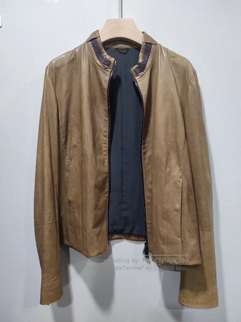 Brunello Cucinelli Brunello Cucinelli Leather sequin jacket, silk lining Size M / US 6-8 / IT 42-44 - 1 Thumbnail
