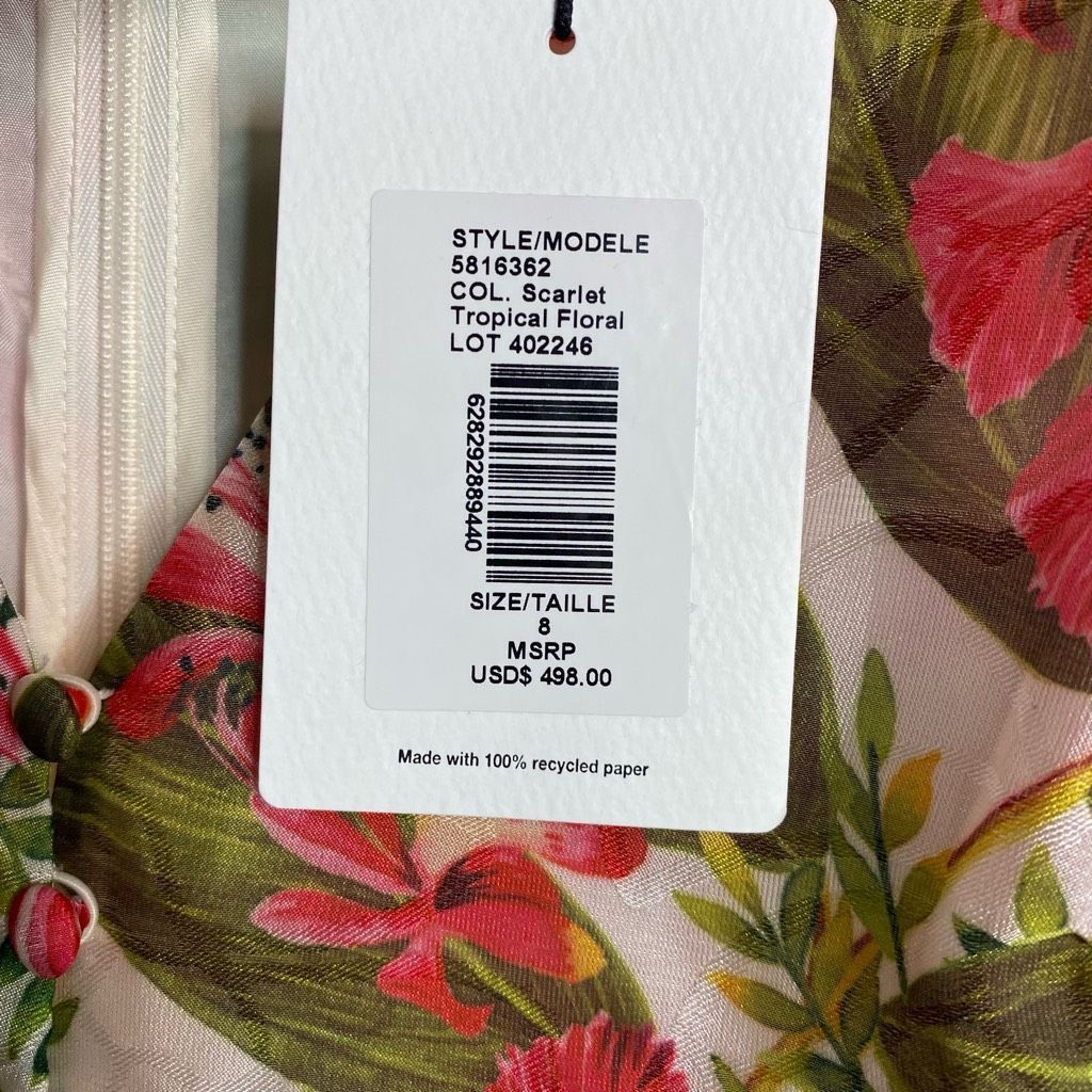 Amur NEW AMUR Dress Floral Tropical Puff Sleeve Mini Dress Red Si Size M / US 6-8 / IT 42-44 - 9 Thumbnail