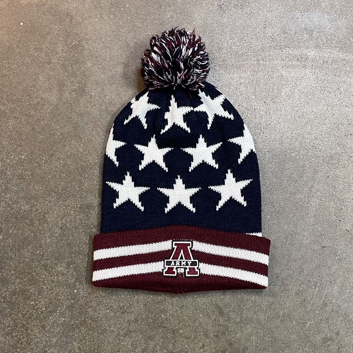 Vintage Vintage Army USA Flag Knit Beanie Hat Size ONE SIZE - 1 Thumbnail