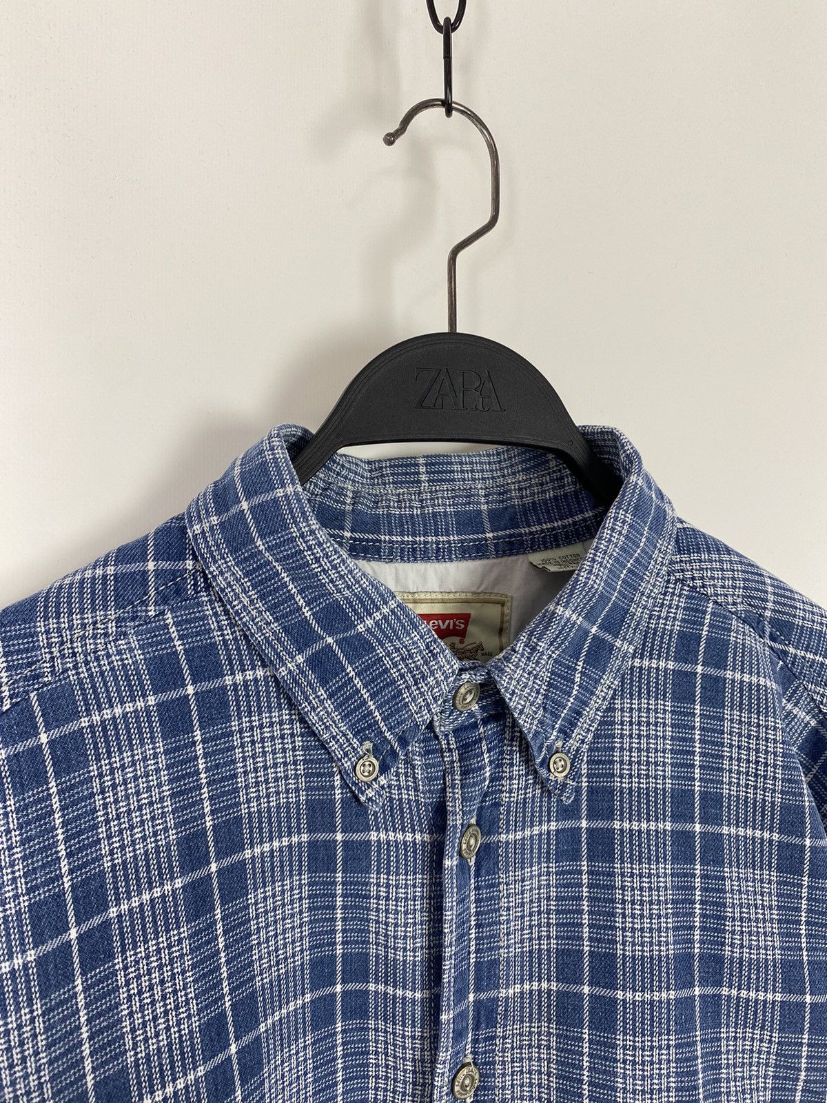 Levi's 1990’s Vintage Levi’s Blue Tab Checkered Denim Button Up Size US L / EU 52-54 / 3 - 2 Thumbnail