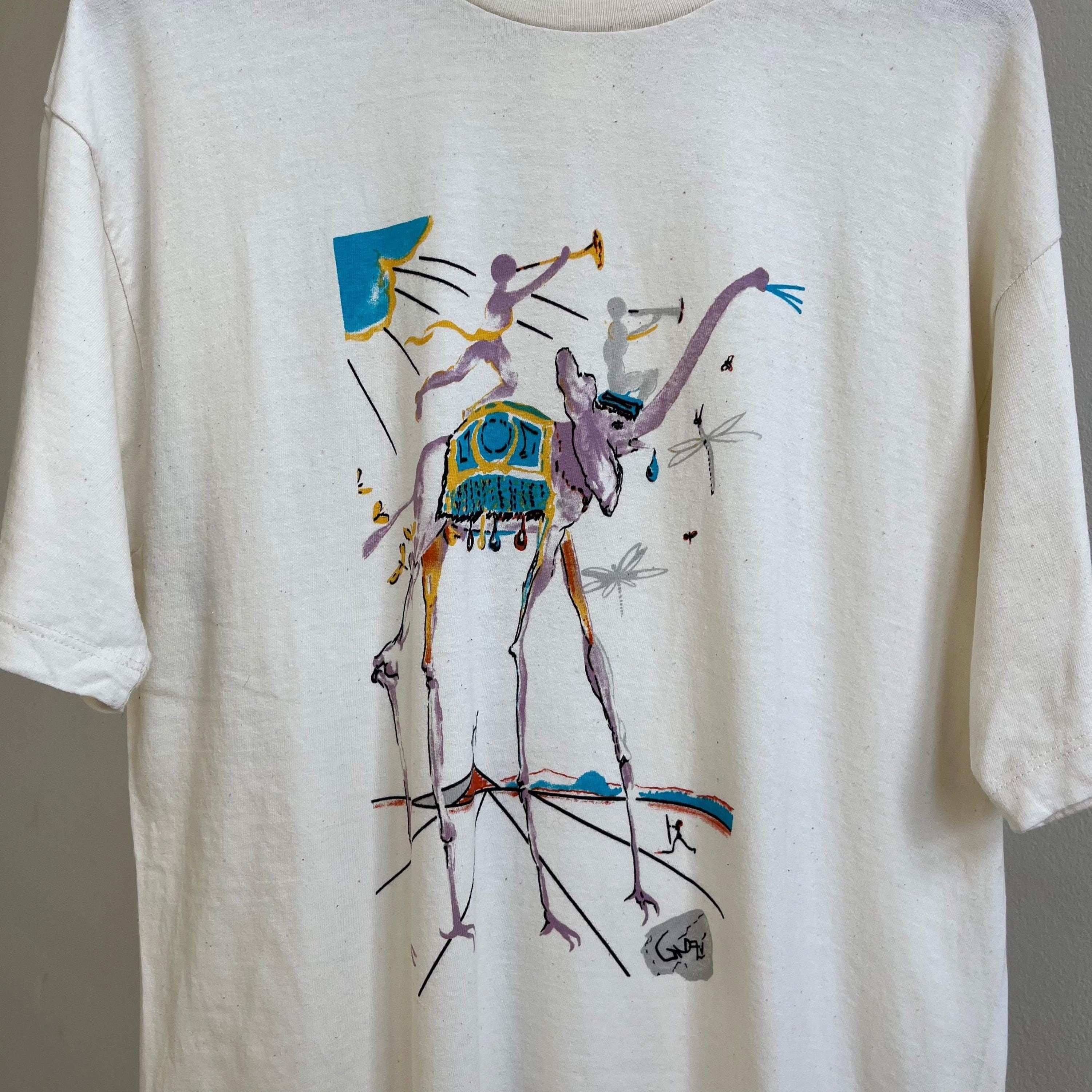 Vintage 90's Vintage Salvador Dali Elephant Artwork Graphic T-Shirt Size US L / EU 52-54 / 3 - 2 Thumbnail