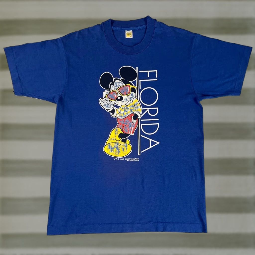 Velva Sheen VINTAGE Velva Sheen Mickey Mouse Florida T-Shirt Unisex Adults Crew Neck Short Sleeve Blue 80s Disney Minnie Mouse 1980s Made in USA L Size US L / EU 52-54 / 3 - 1 Thumbnail