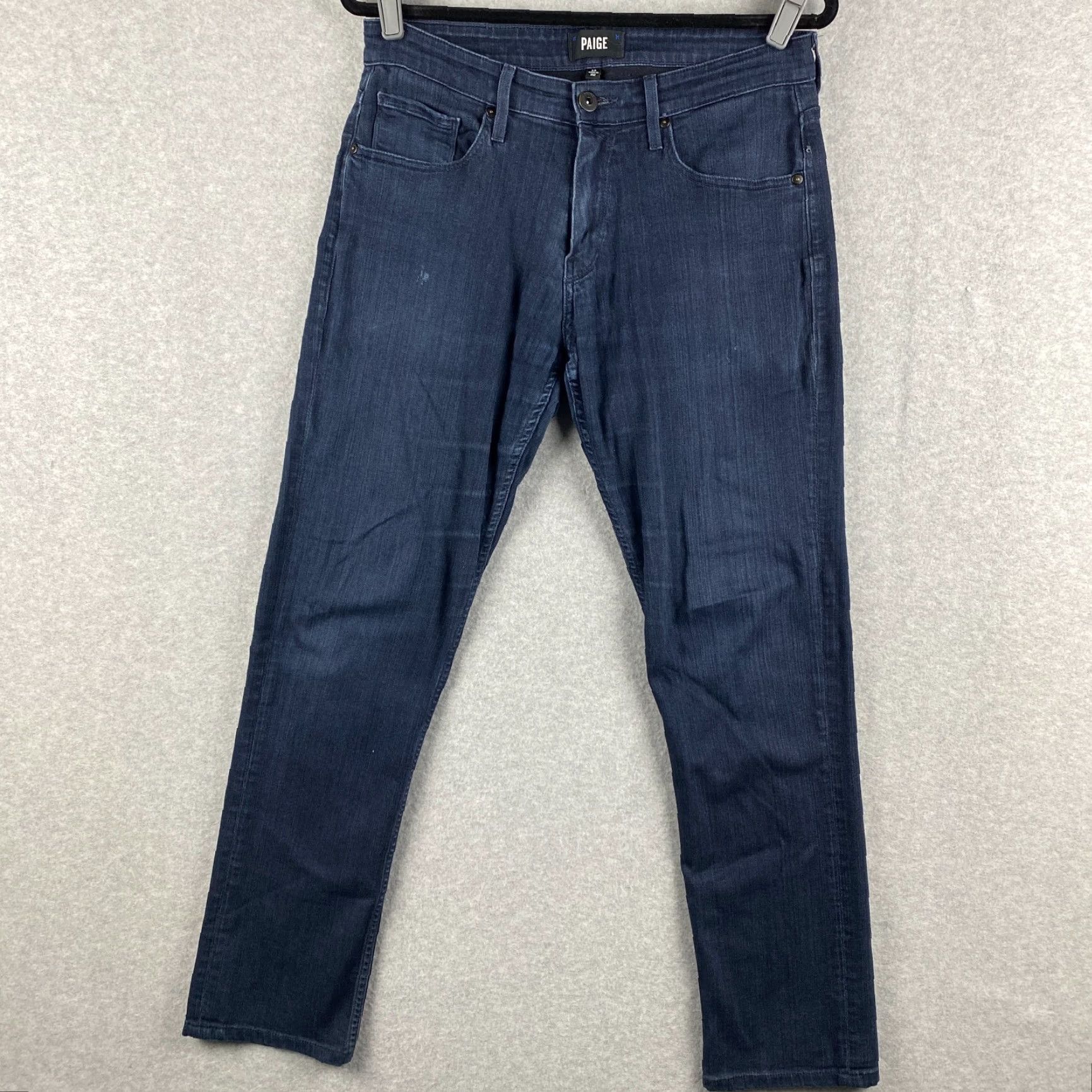Paige Paige Federal Jeans Mens 30 Blue Straight Stretch Dark Wash Denim Distress Pant Size US 30 / EU 46 - 2 Thumbnail
