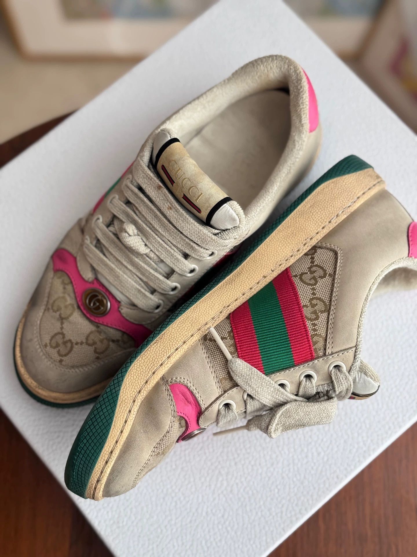 Gucci GUCCI Screener Leather Sneaker Women's 36 Ebony 95 New Size US 5 / IT 35 - 7 Thumbnail
