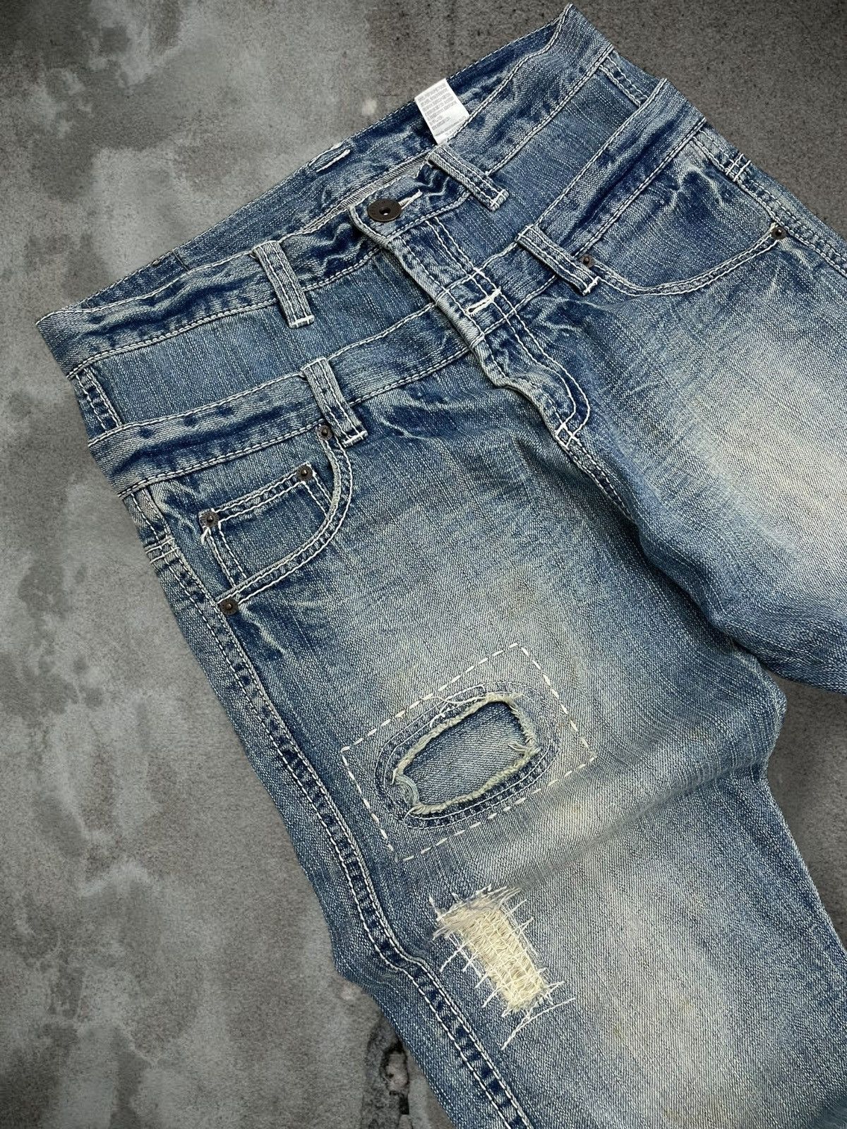 Hysteric Glamour Vintage Japan Drabito Stitch Double Waist Distressed Denim Size US 32 / EU 48 - 8 Thumbnail