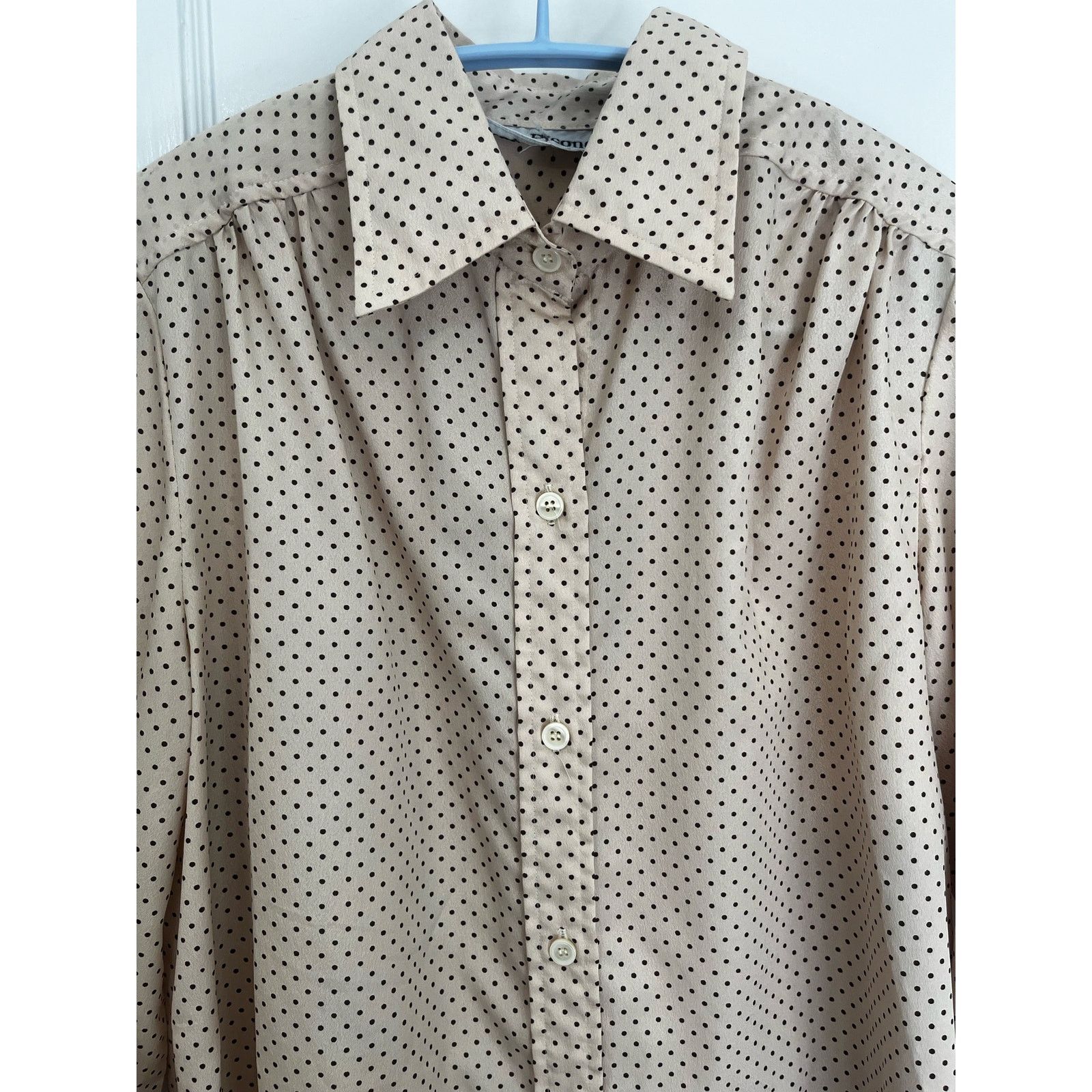 Evan Picone Vintage Evan Picone Nude Brown Polka Dot Blouse Med Large Size L / US 10 / IT 46 - 3 Thumbnail