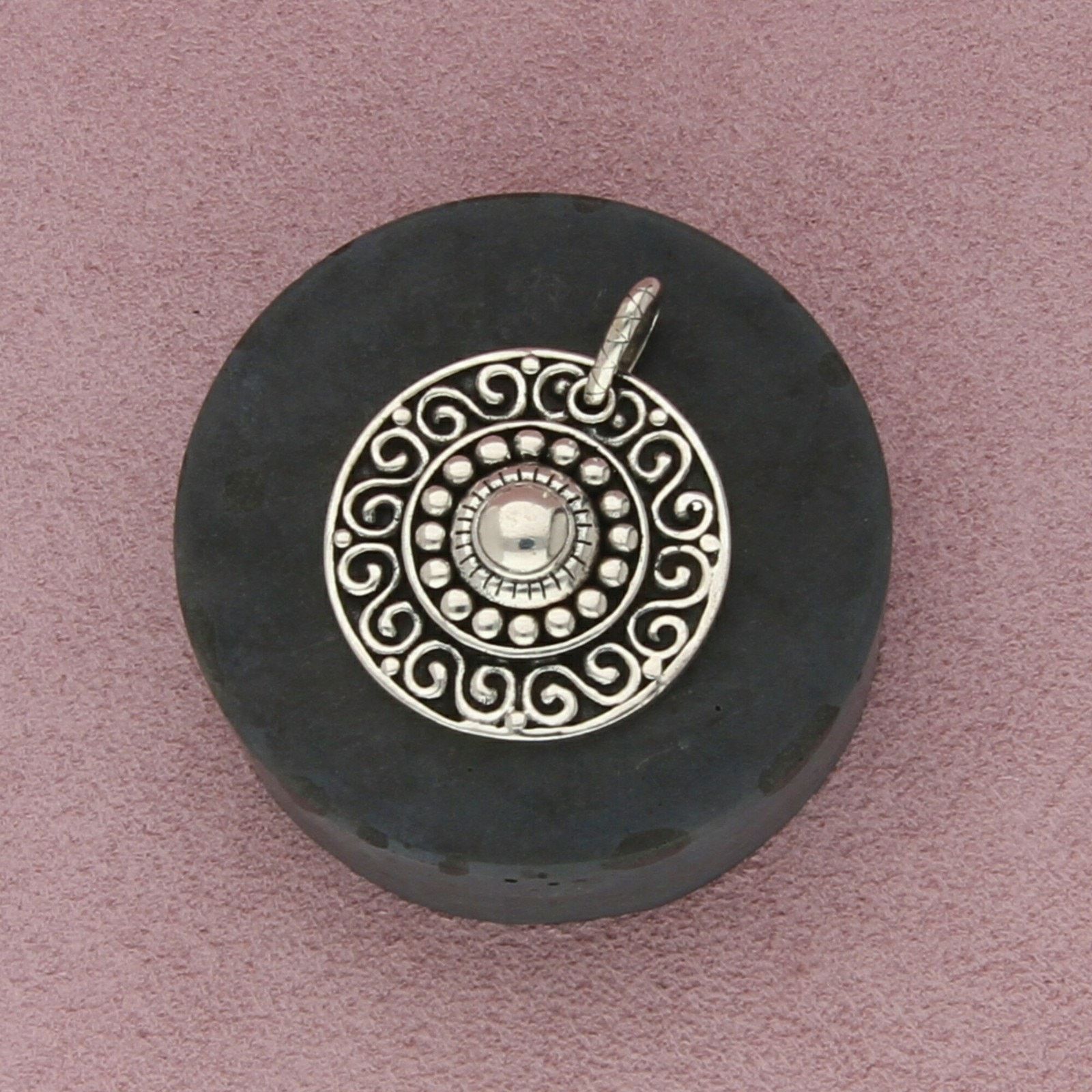 Sterling Silver sterling silver beaded scroll disc pendant Size ONE SIZE - 1 Thumbnail
