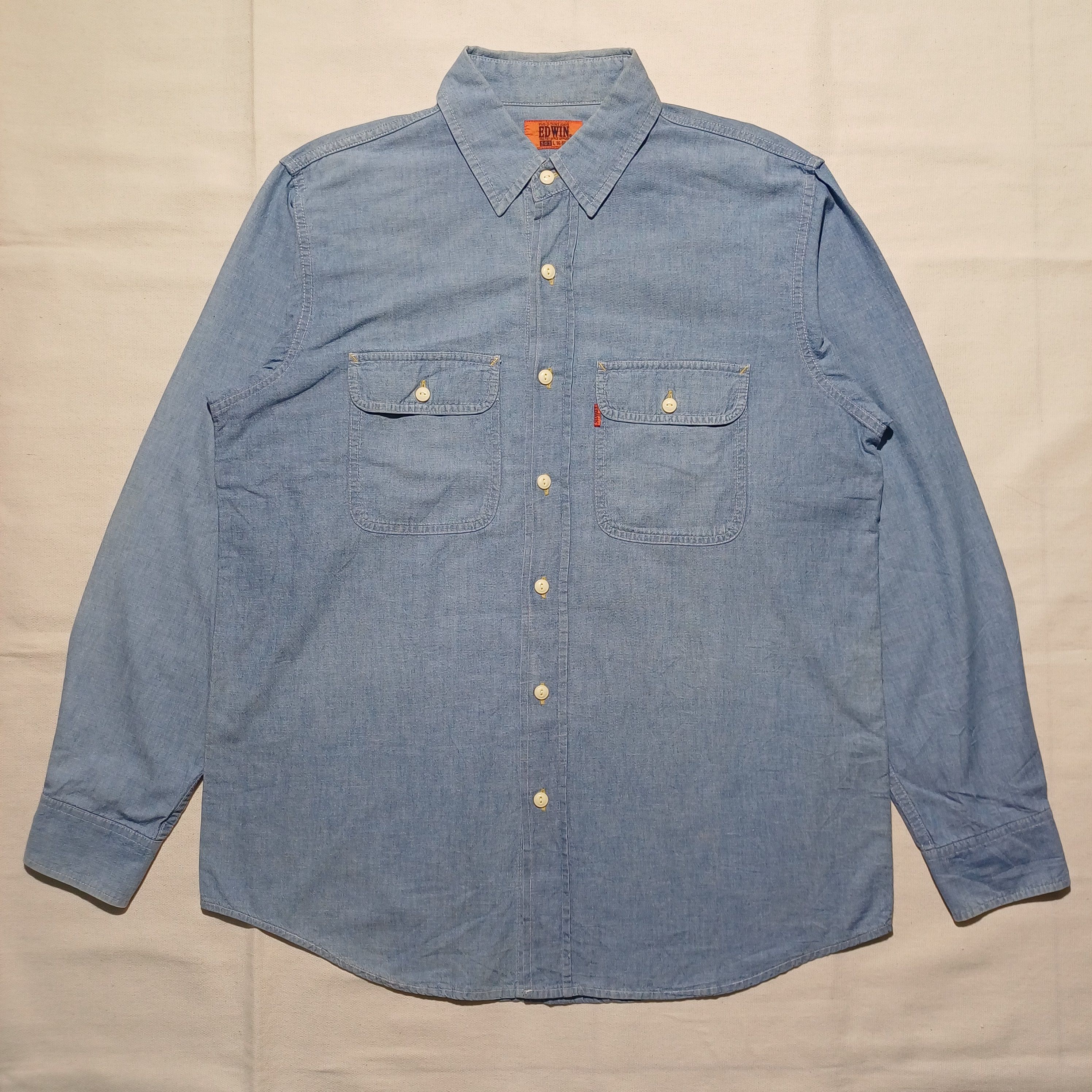 Edwin Orange Tab Chambray Shirt Japan by Edwin 503 Size US L / EU 52-54 / 3 - 1 Thumbnail