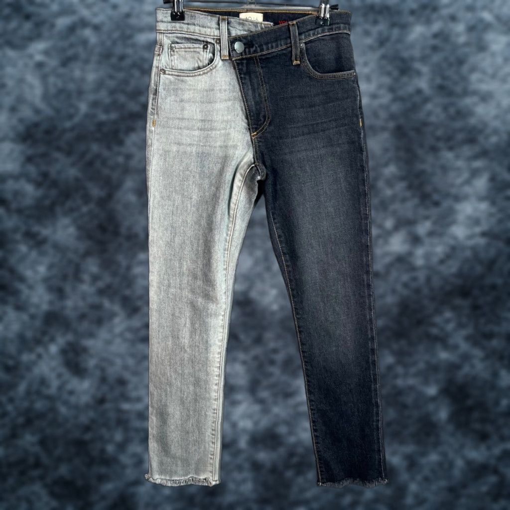 Alice + Olivia VINTAGE AO.LA Alice + Olivia 24 Womens Size 24 Two Tone Skinny Jeans Grey Black Denim Size 42" / US 20 - 1 Thumbnail