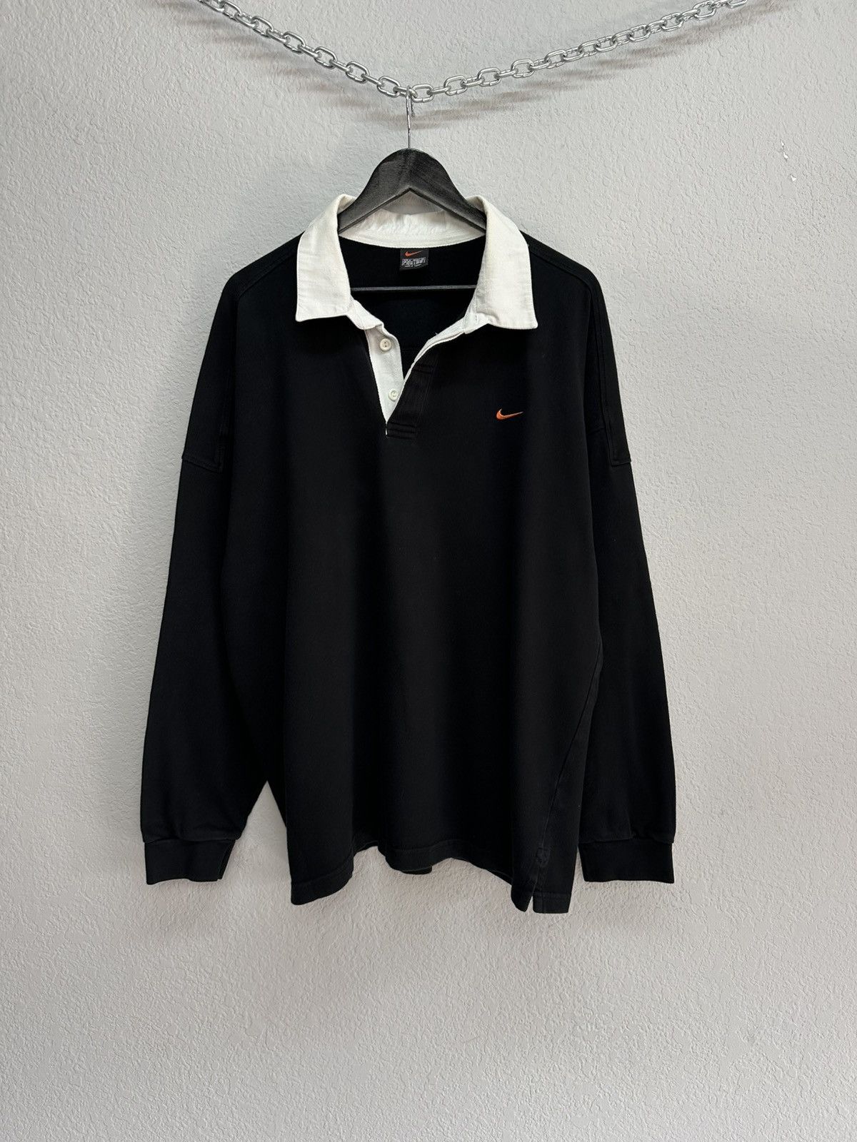 Vintage Nike Polo Rugby Long Sleeve Embroidered Logo Y2K