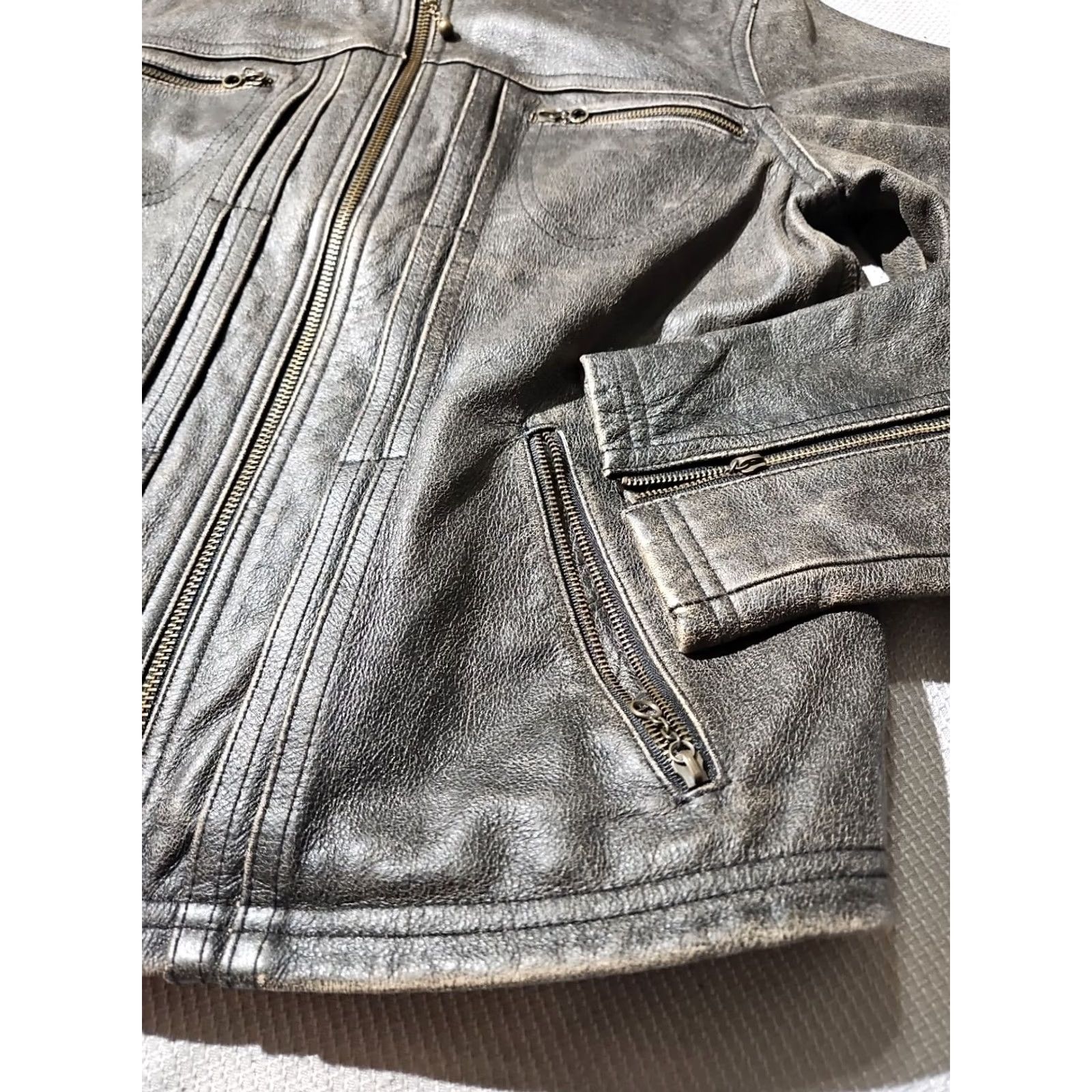 American Eagle Outfitters VINTAGE American Eagle Outfitters Jacket Womens Medium Brown Moto Cafe Genuine Leather Biker Size M / US 6-8 / IT 42-44 - 6 Thumbnail