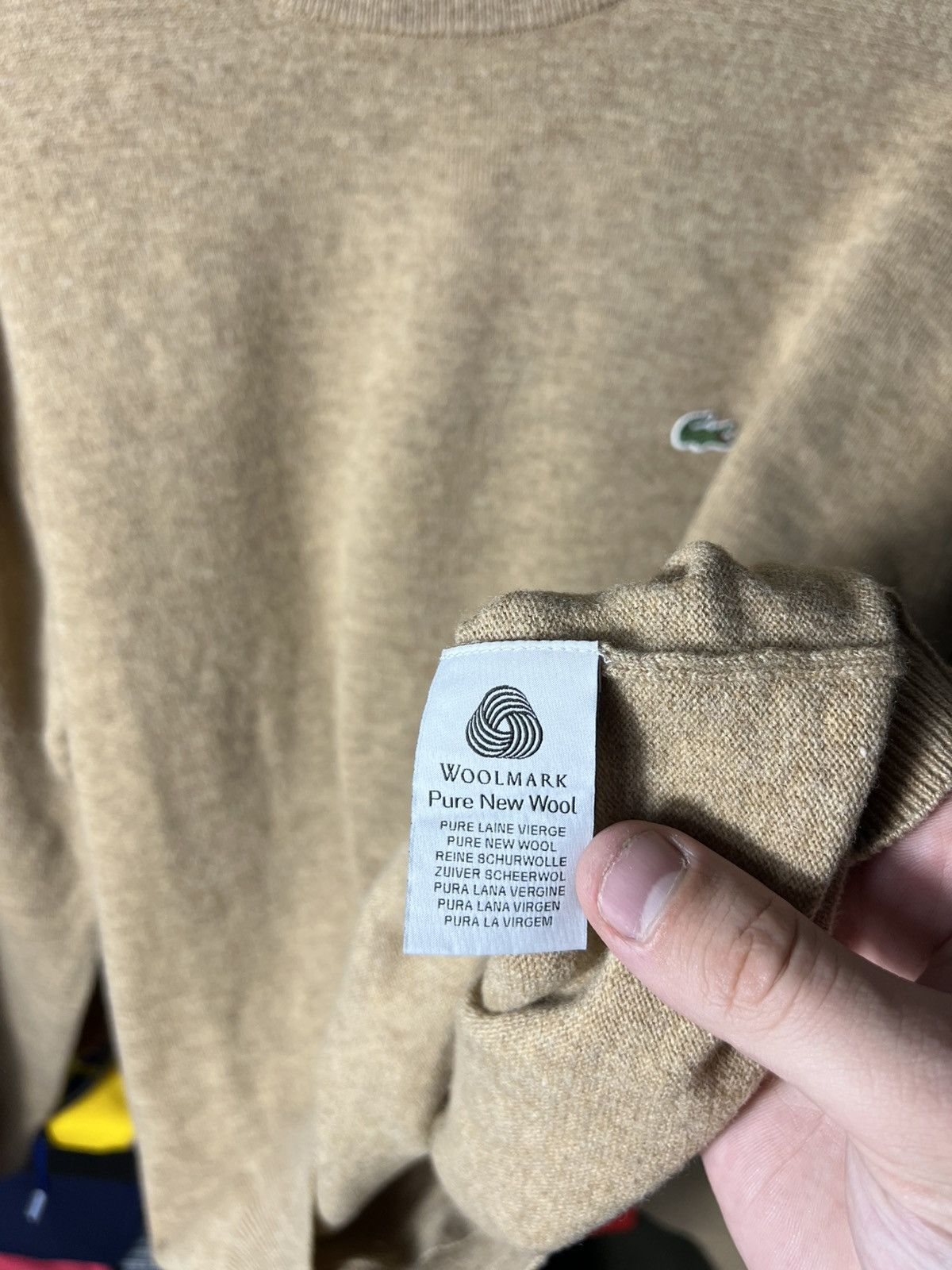 Lacoste 🧶 Vintage Lacoste Woolmark Sweater — Camel — Size XL (FR 6) Size US XL / EU 56 / 4 - 8 Thumbnail