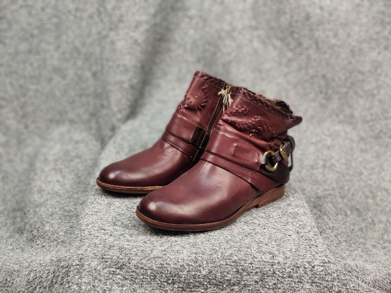 A.S.98 A.S.98 Airstep Design Zip Ankle Boots Shoes Burgundy leather Size US 7 / IT 37 - 9 Thumbnail