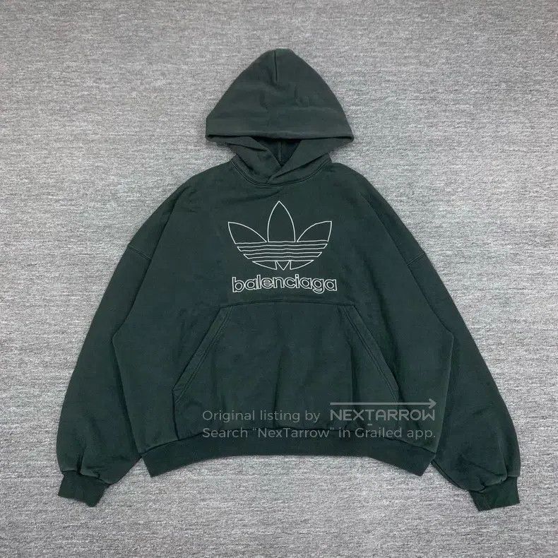 Balenciaga Balenciaga Olive Green Big Logo Hoodie Sweatshirt Size US S / EU 44-46 / 1 - 1 Thumbnail