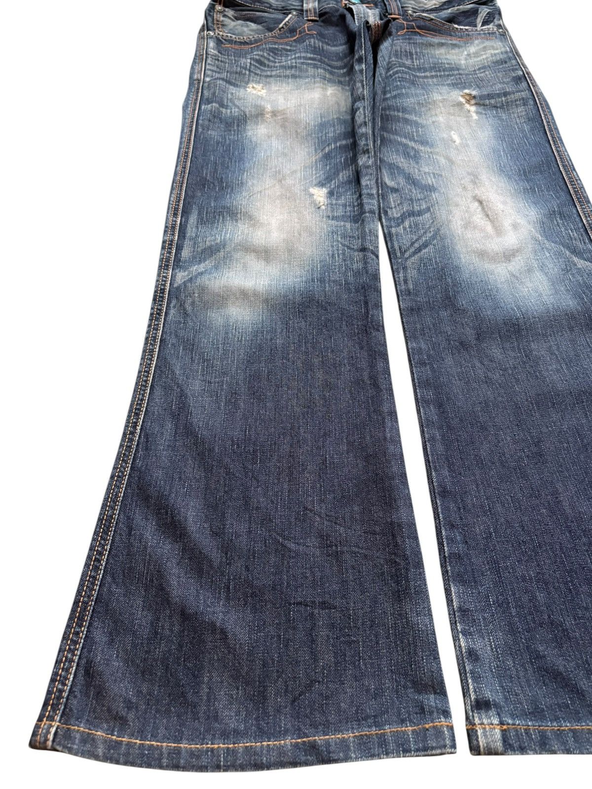 Edwin × Japanese Brand Vintage Japanese Edwin Bleach Mud Wash Bootcut Flare Jeans Size US 33 - 6 Thumbnail