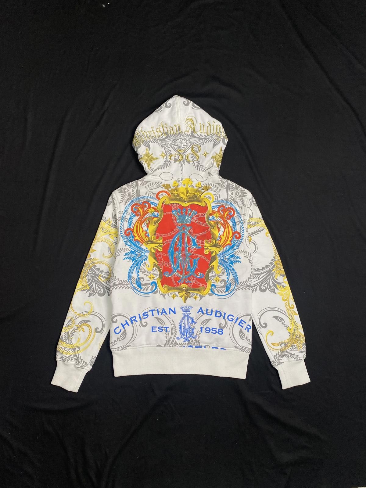 Ed Hardy Rare Ed Hardy Christian Audigier White Gold Zip Hoodie 48 Size L / US 10 / IT 46 - 8 Thumbnail