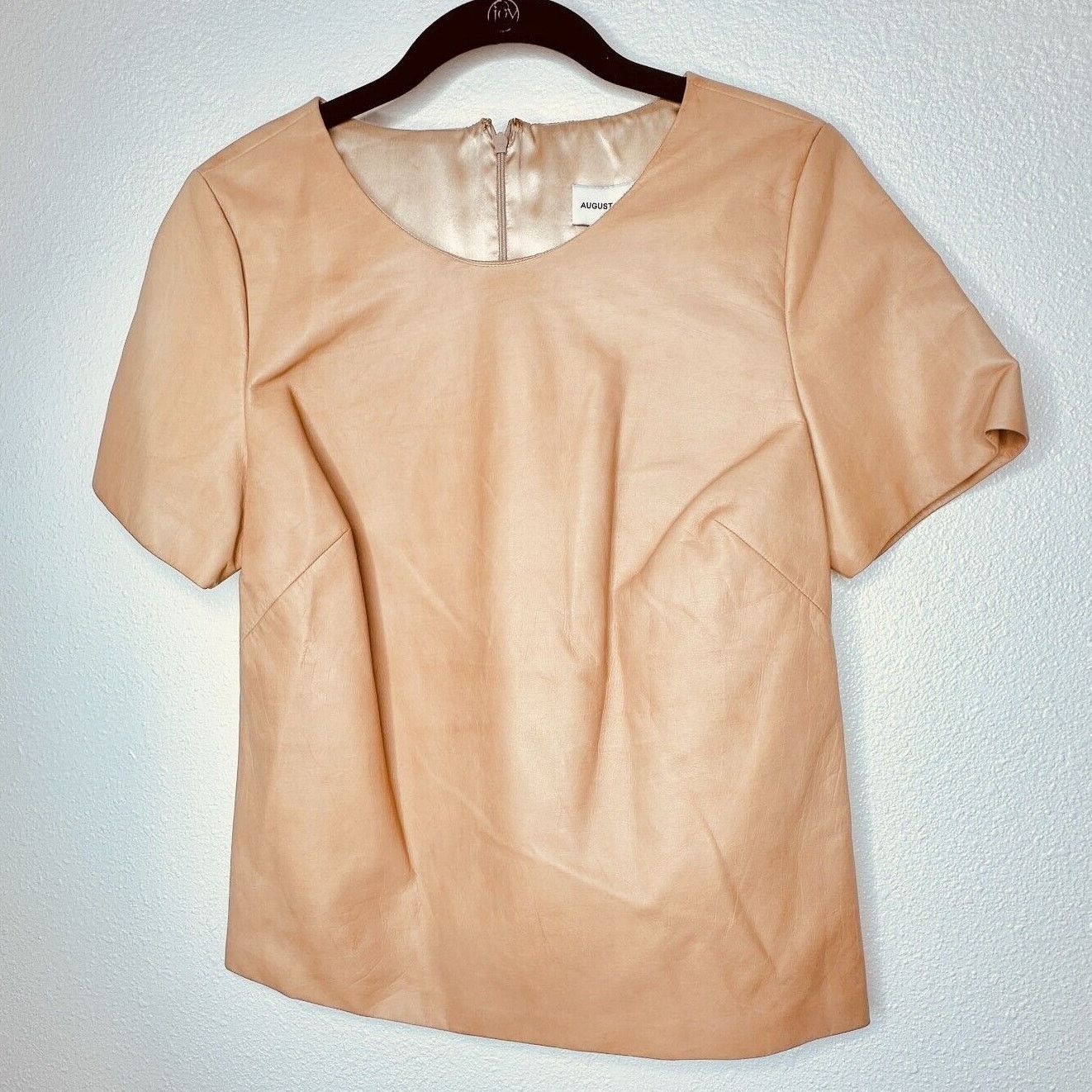 Other August Getty Leather Short Sleeve Back Zip Silk Lined Top 4 Size S / US 4 / IT 40 - 4 Thumbnail