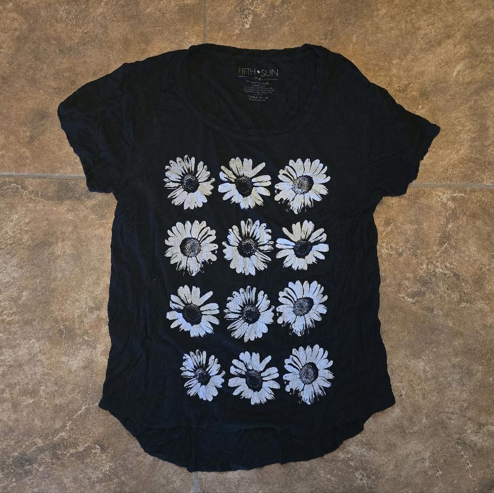 Designer Black Sunflower FS Short Sleeve Size S / US 4 / IT 40 - 1 Thumbnail