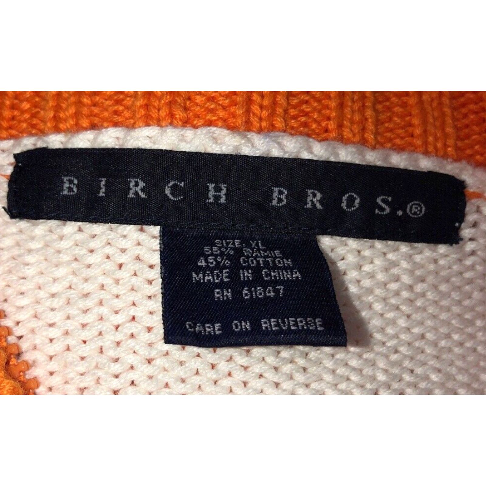 Vintage Birch Bros Mens Full Zip Sweater Orange White XL Size US XL / EU 56 / 4 - 5 Thumbnail