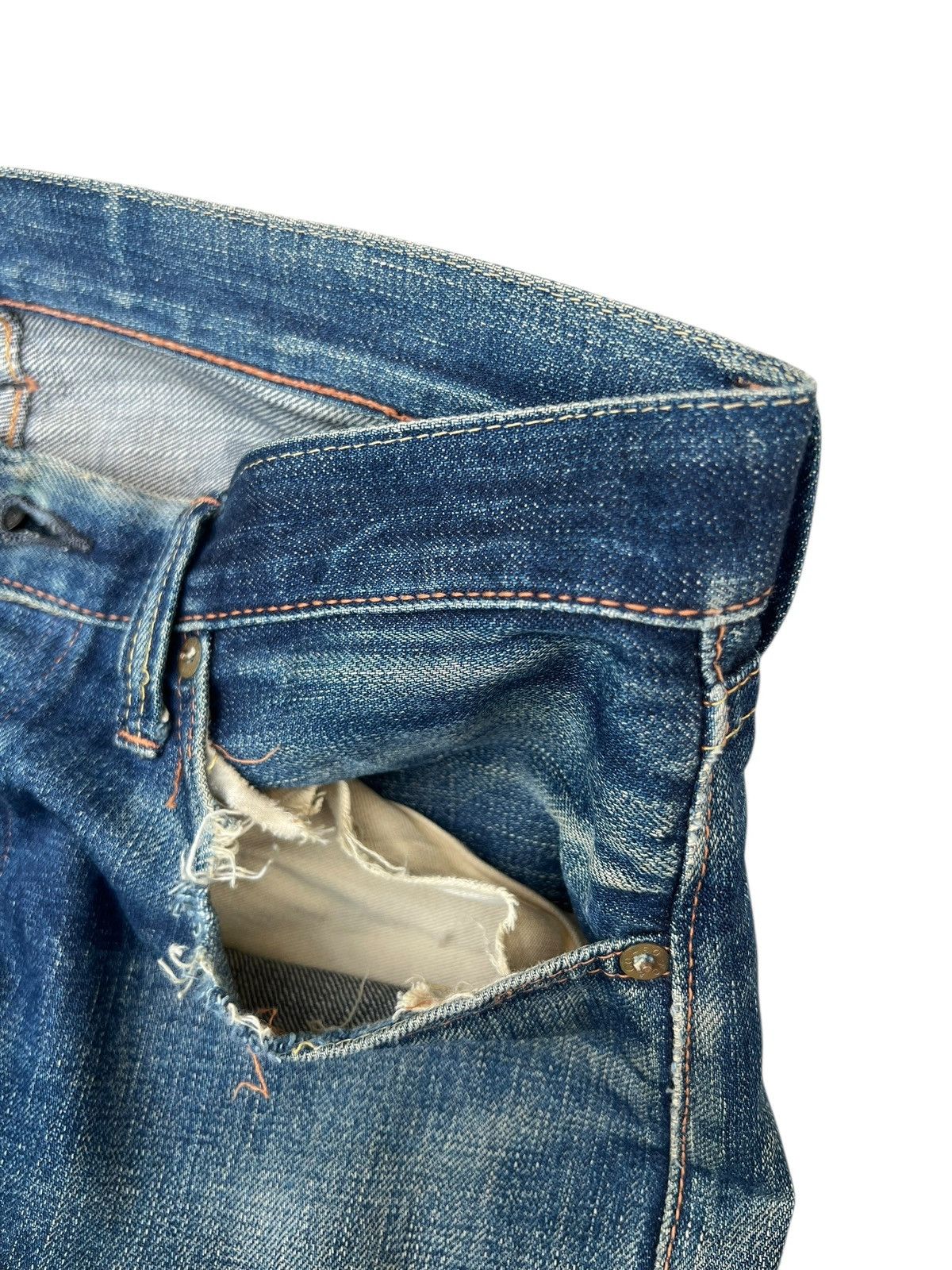 Full Count & Co. Trashed VTG Full Count Aging Dirty Mud Denim Selvedge Jeans Size US 32 / EU 48 - 15 Thumbnail