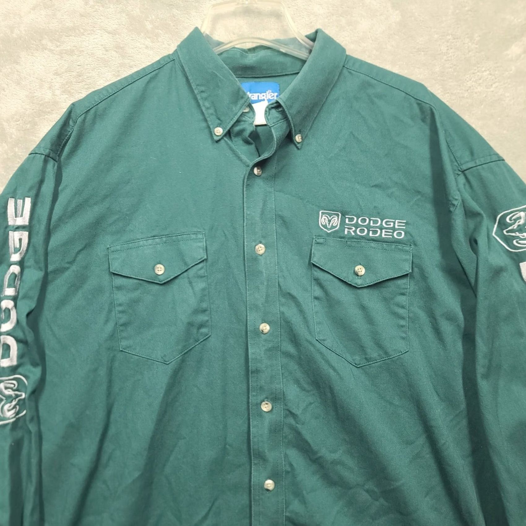 Wrangler VINTAGE Wrangler Button-Up Shirt Mens 17.5x36 Regular Green Cowboy Western 90s Style Size US XXL / EU 58 / 5 - 2 Thumbnail