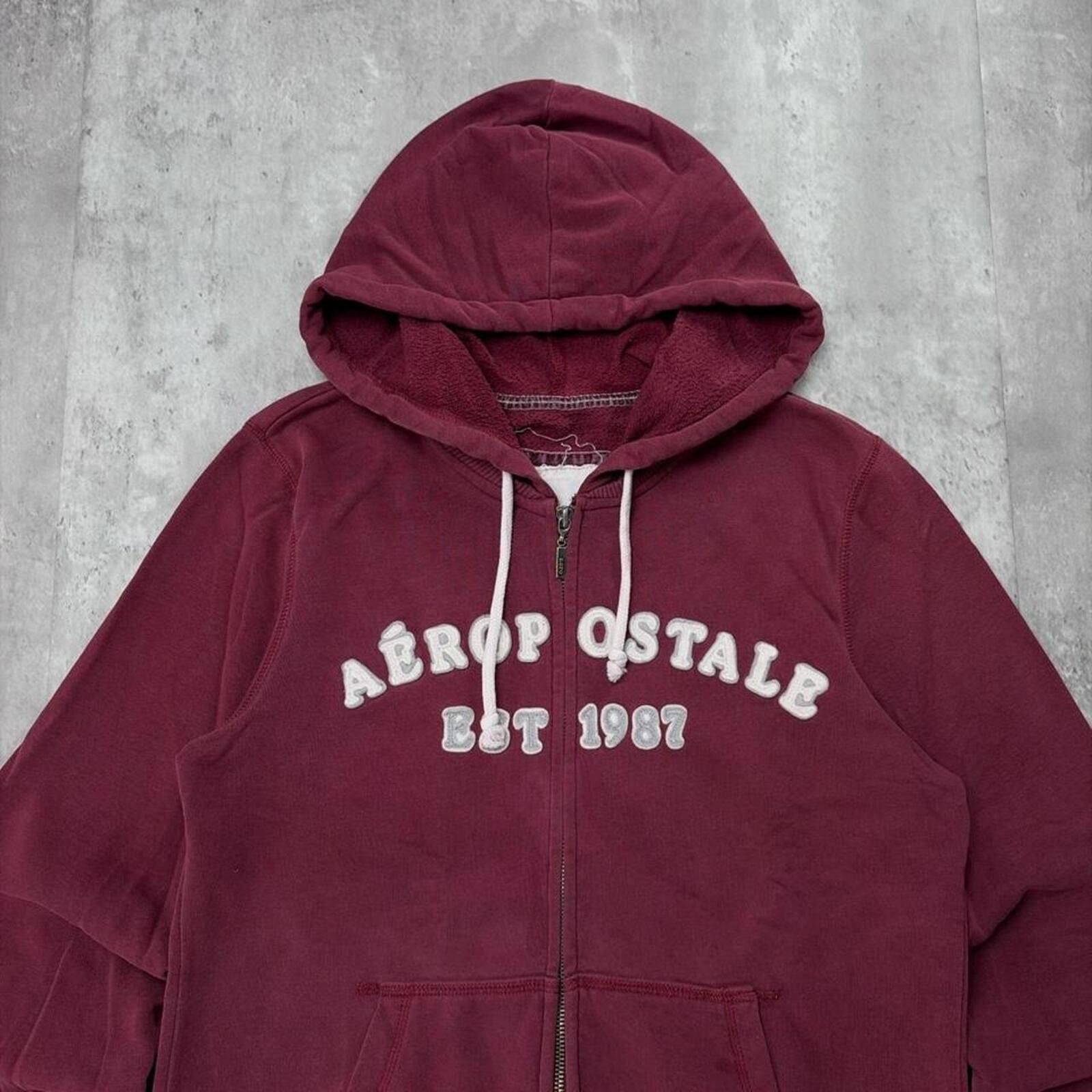 Aeropostale Y2K Burgundy Aeropostale Grunge Skater Zip Up Hoodie Size XL / US 12-14 / IT 48-50 - 3 Thumbnail