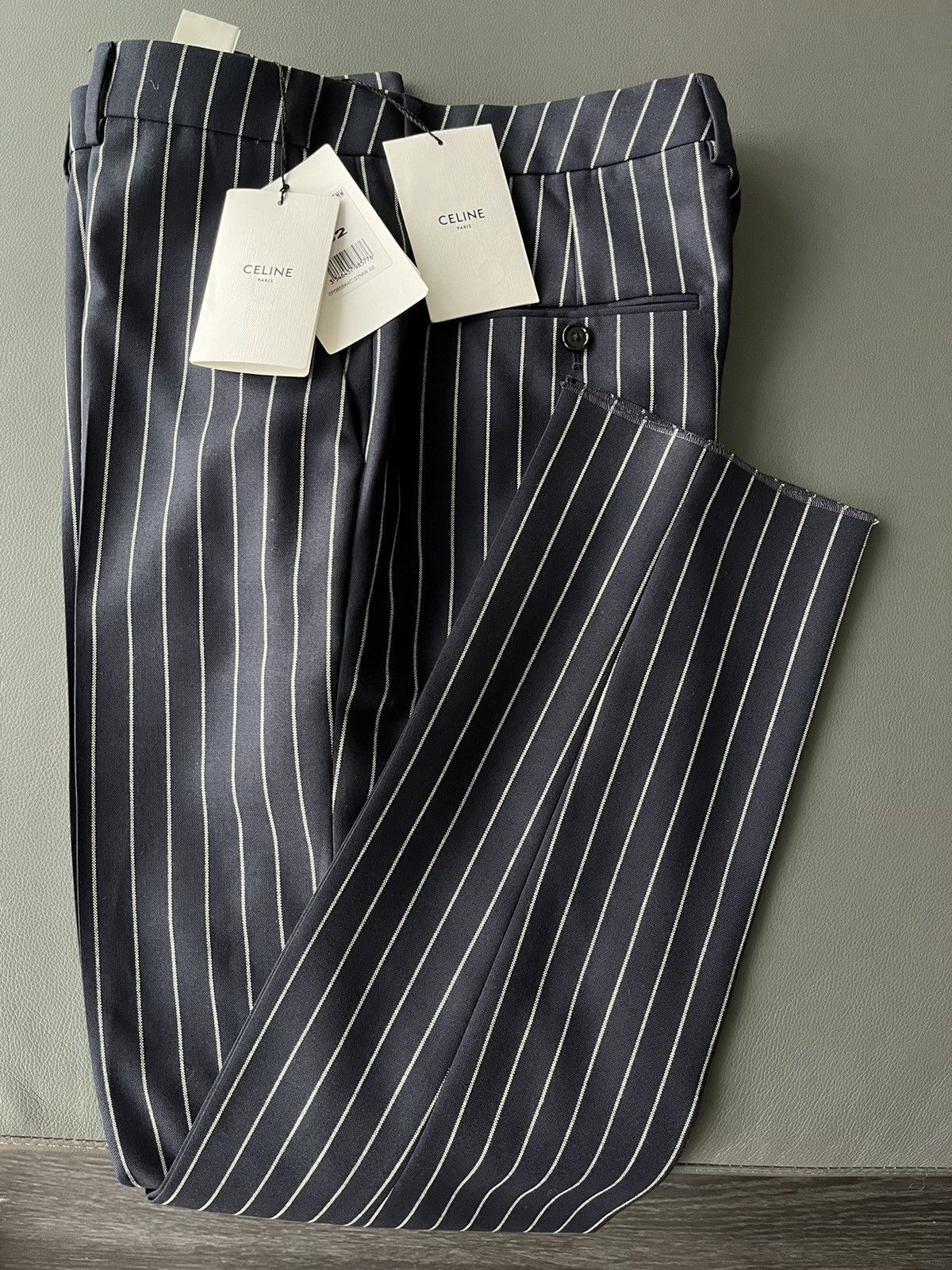Celine × Hedi Slimane Rare Super Runway Brand New Celine by Hedi Wool Striped Pant Size US 34 / EU 50 - 16 Thumbnail