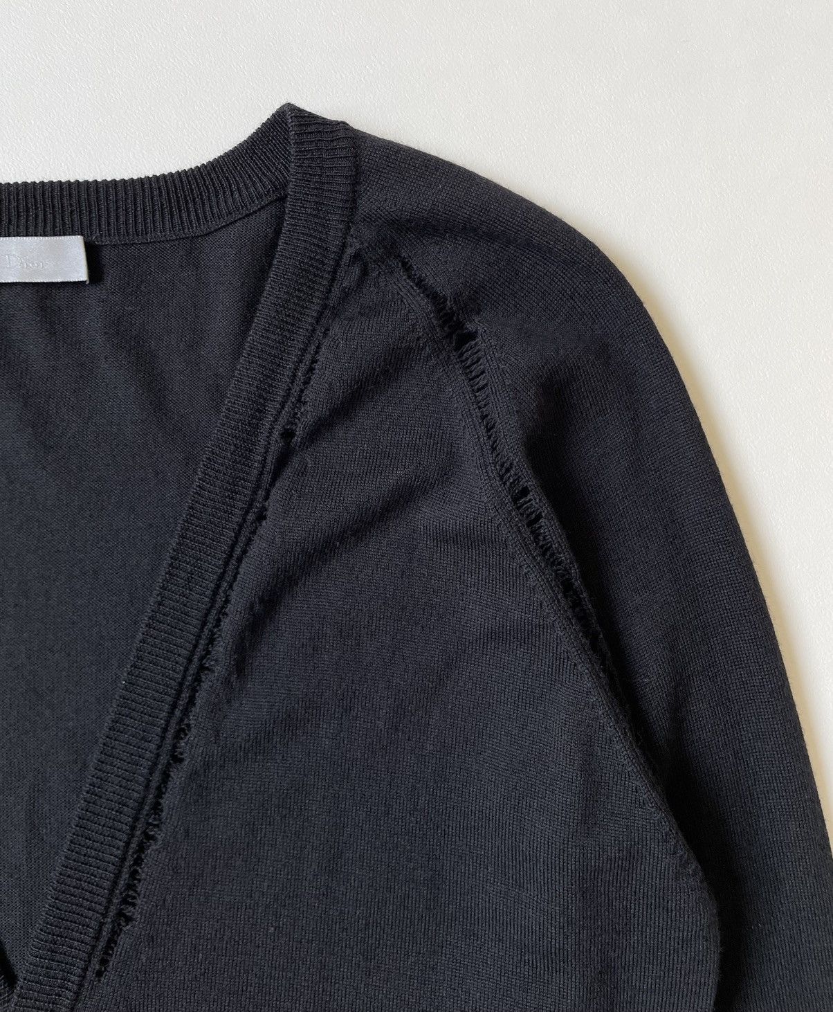 Dior × Hedi Slimane A/W 06 Black Distressed Wool Cardigan Size US M / EU 48-50 / 2 - 3 Thumbnail
