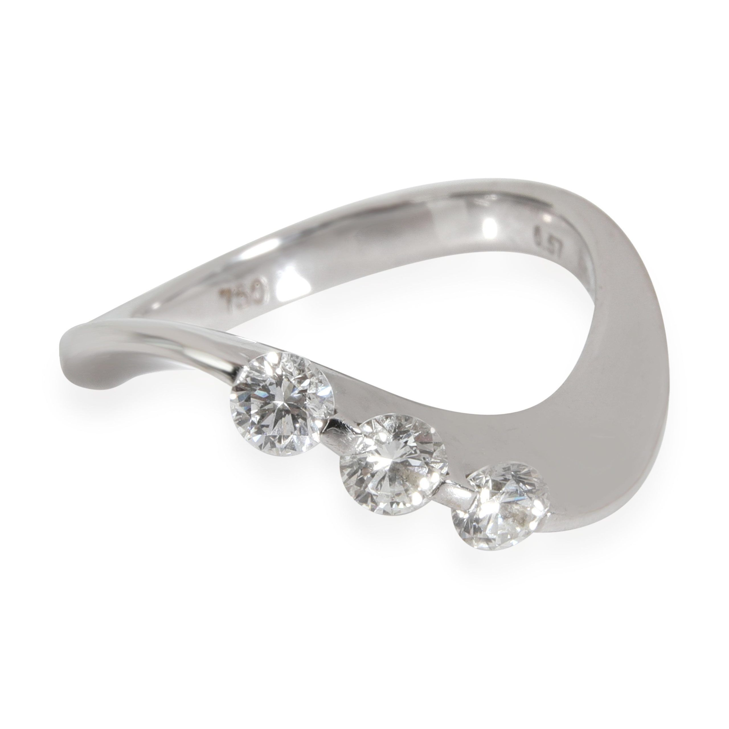 image of Louis Vuitton Three Stone Curved Diamond Band In 18K White Gold 0.57 Ctw, Women's
