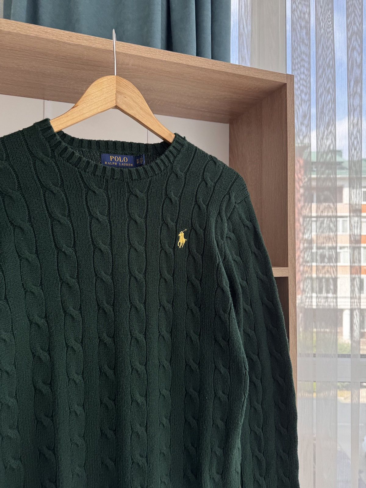 Polo Ralph Lauren × Vintage Vintage Polo Ralph Lauren Emerald Green Cable Knit Sweater Size S / US 4 / IT 40 - 3 Thumbnail