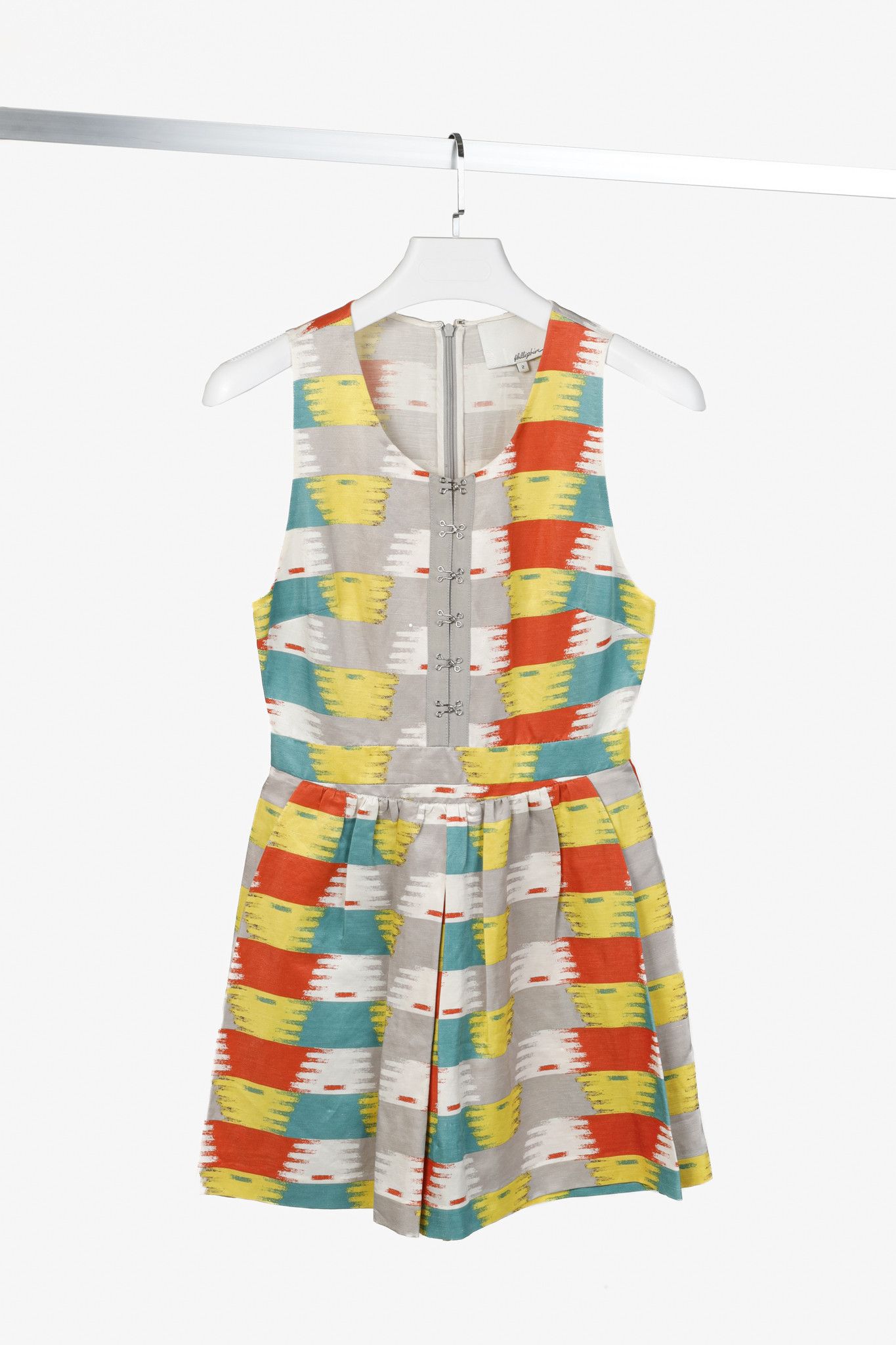 3.1 Phillip Lim 3.1 Phillip Lim Grey Ikat Print Pleated Playsuit Size S / US 4 / IT 40 - 1 Thumbnail
