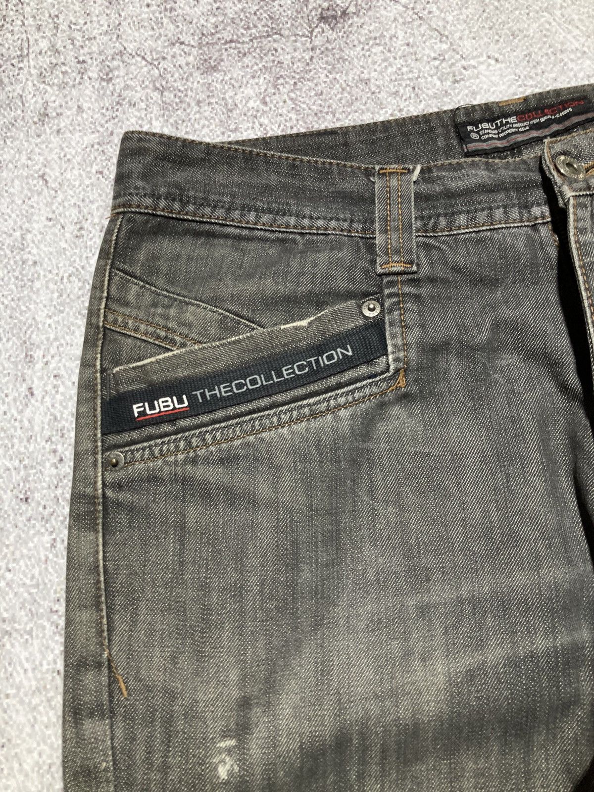 Japanese Brand 2000s Fubu Collection Washed Jeans Pants Charcoal Y2k Size US 34 / EU 50 - 7 Thumbnail