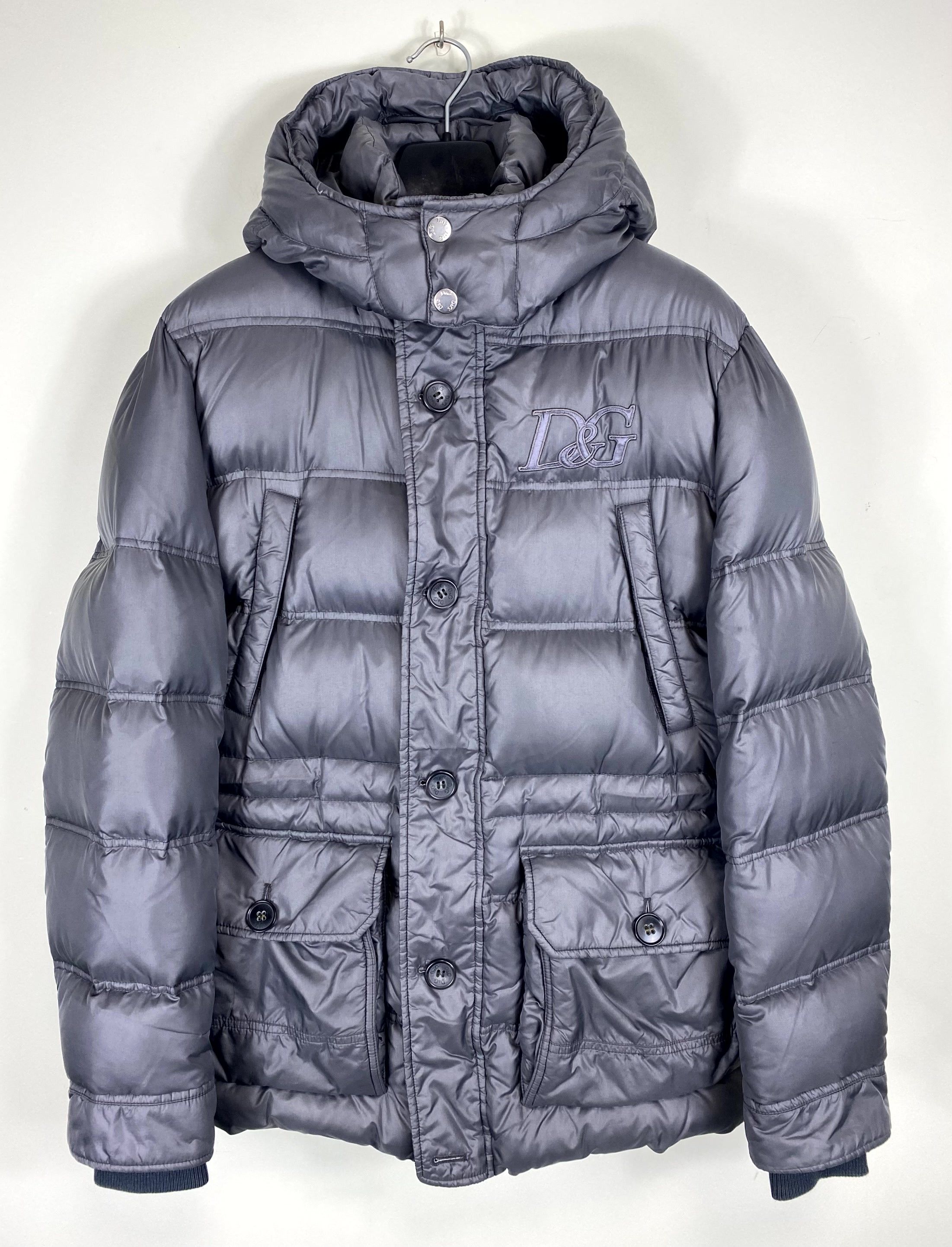 image of Dolce Gabbana Dolce&gabbana Big Logo Down Feathers Grey Puffer Jacket, Men's (Size Medium)
