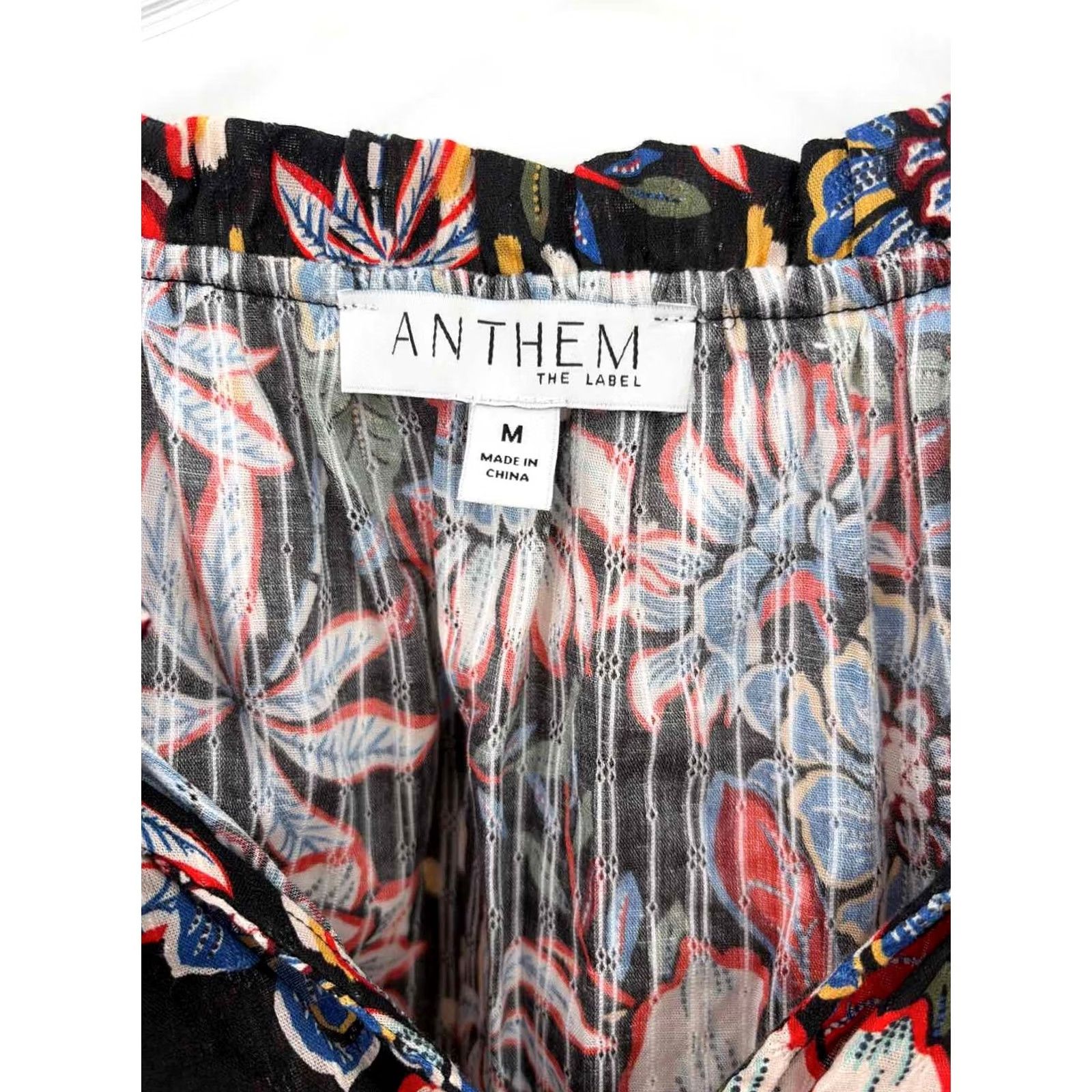 Vintage Anthem Blouse Black Floral Medium Size M / US 6-8 / IT 42-44 - 2 Thumbnail