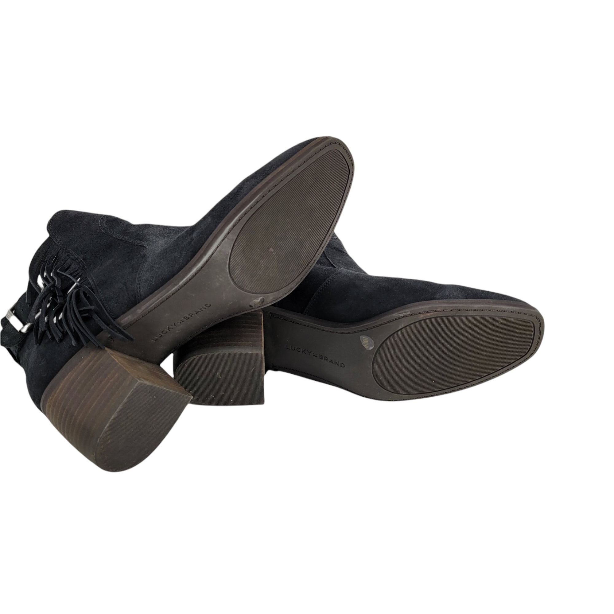 Lucky Brand Lucky Brand Makenna Leather Fringe Ankle Bootie Sz 10 Black Size US 10 / IT 40 - 9 Thumbnail