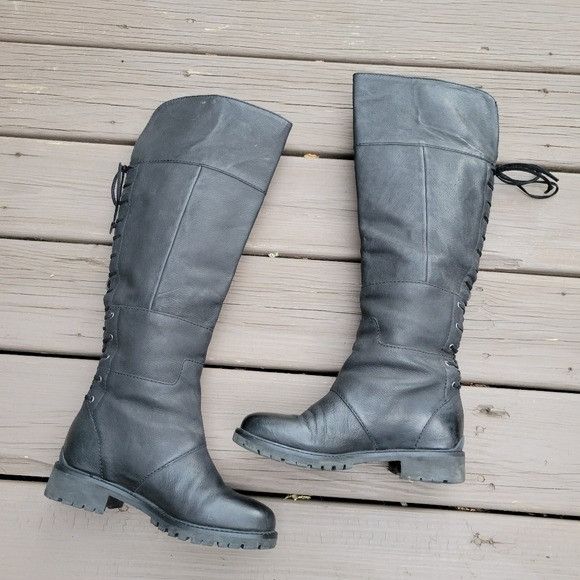 Nine West Nine West Mavira Black Leather Over The Knee OTK Equestrian Size US 7.5 / IT 37.5 - 3 Thumbnail