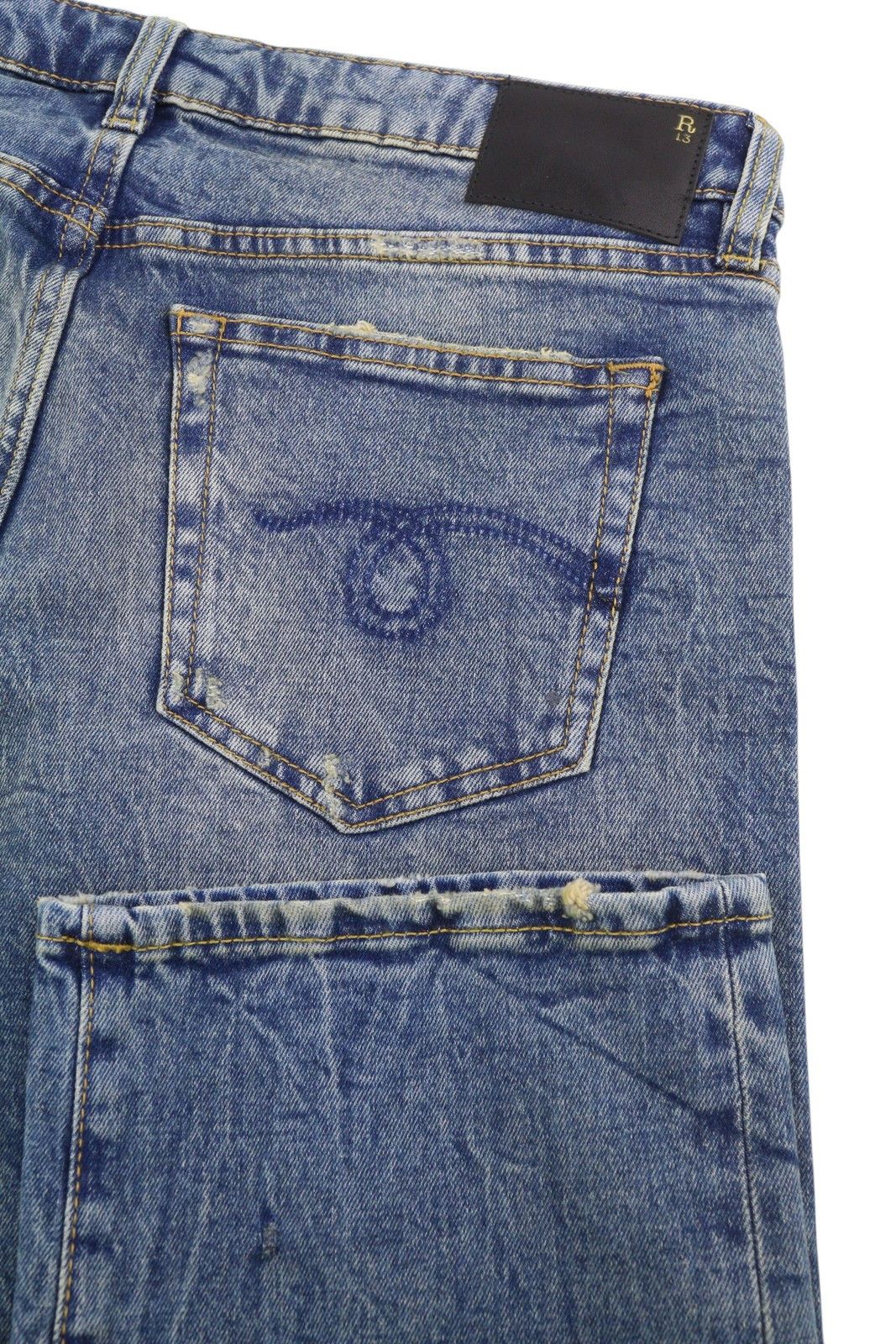 R13 BOY STRAIGHT 31 Kelly Stretch Blue FW25 Jeans 87185 Size 31" - 6 Thumbnail