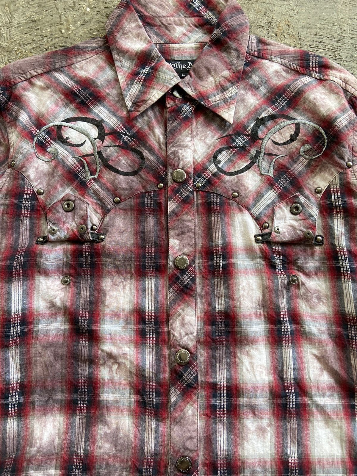 14th Addiction 2000s In the Attic - Vkei Style Smoke Wash Snap Button Shirt Size US L / EU 52-54 / 3 - 5 Thumbnail