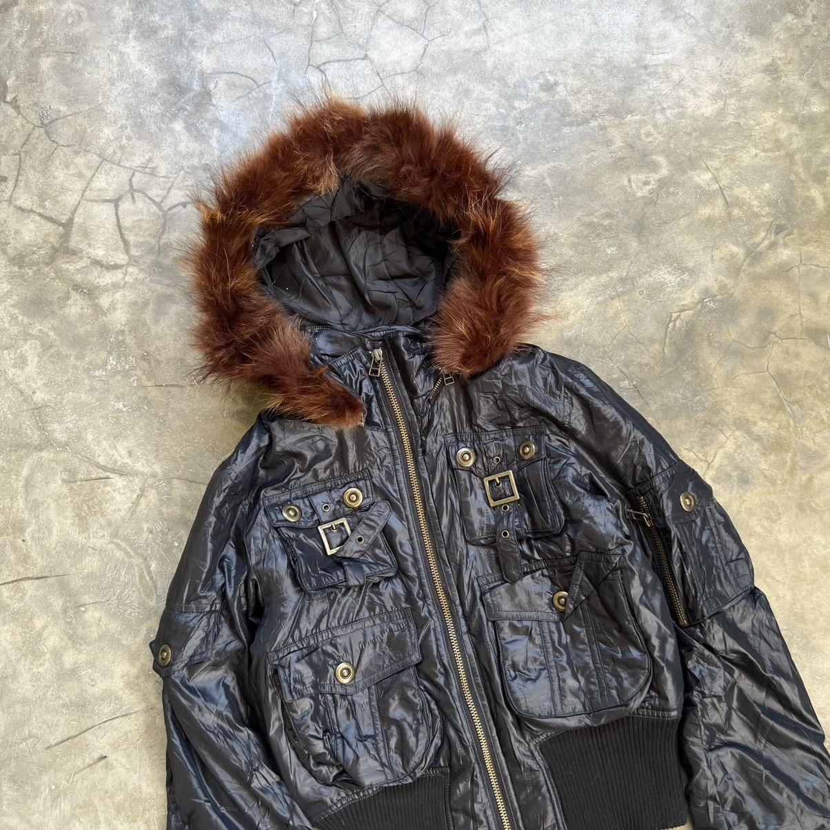 14th Addiction 2000’s M’C J’A Vkei Style Nylon Multi Pocket Fur Jacket Size US S / EU 44-46 / 1 - 3 Thumbnail
