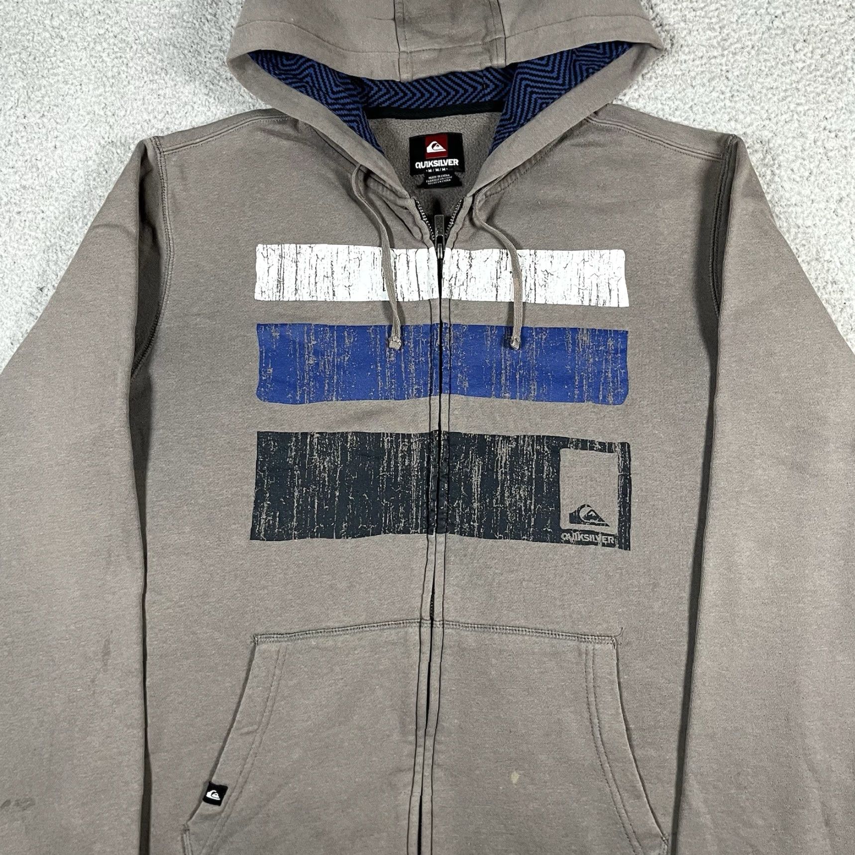 Quiksilver VINTAGE Quiksilver Hoodie Mens M Full Zip Surf Skate Grunge Sweatshirt Gray 90s Retro Logo Pockets Hooded Zipper Size US M / EU 48-50 / 2 - 5 Thumbnail