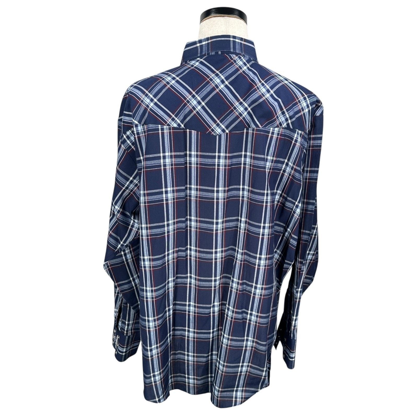 Other Ely Cattleman Shirt Men’s 3XLT Blue Plaid Western Button-Up Size US XXL / EU 58 / 5 - 4 Thumbnail